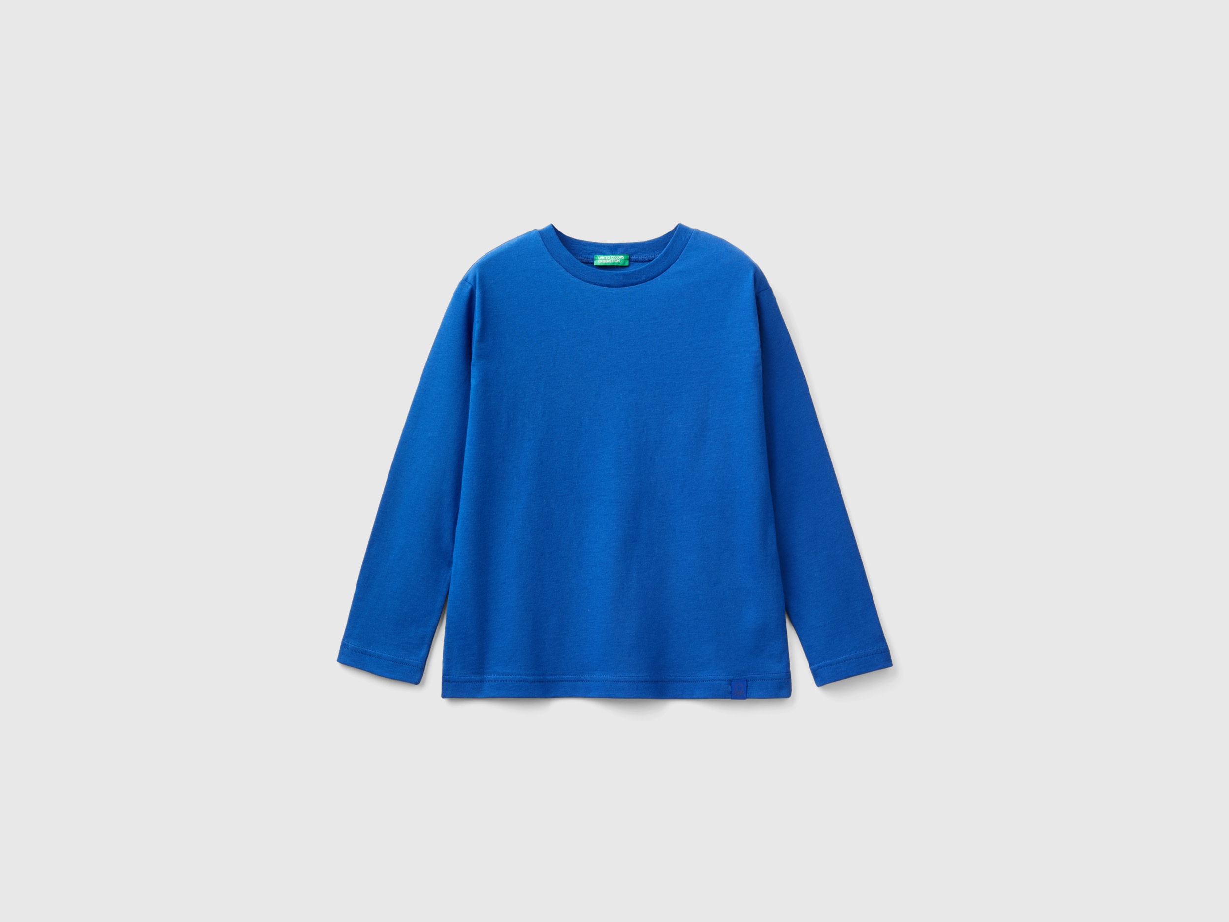Benetton, T-shirt Girocollo 100% Cotone Bio, Bluette, Bambini