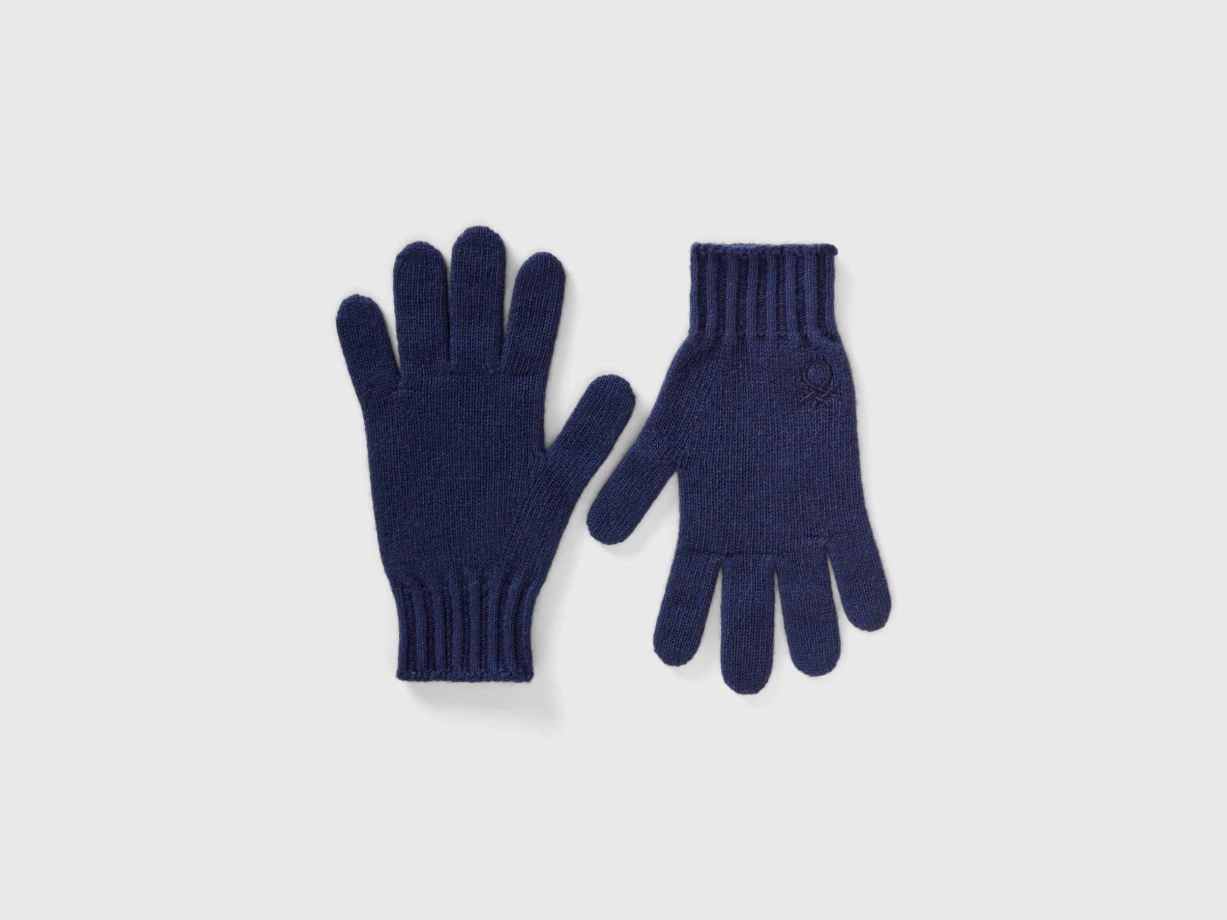 benetton, gants en laine stretch mélangée, taille s-l, bleu foncé, enfants
