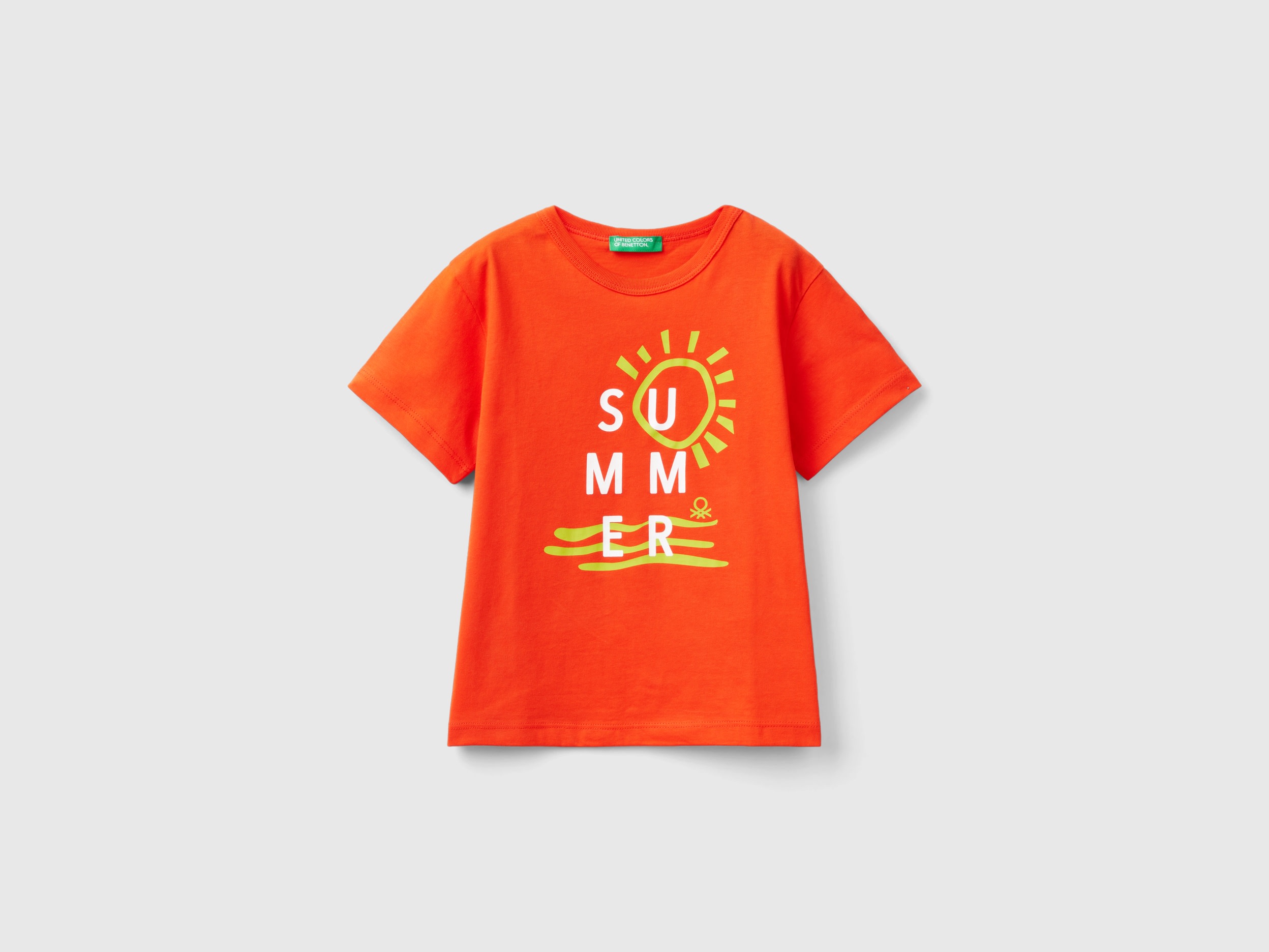 Image of Benetton, T-shirt In Organic Cotton With Print, size 104, , Kids