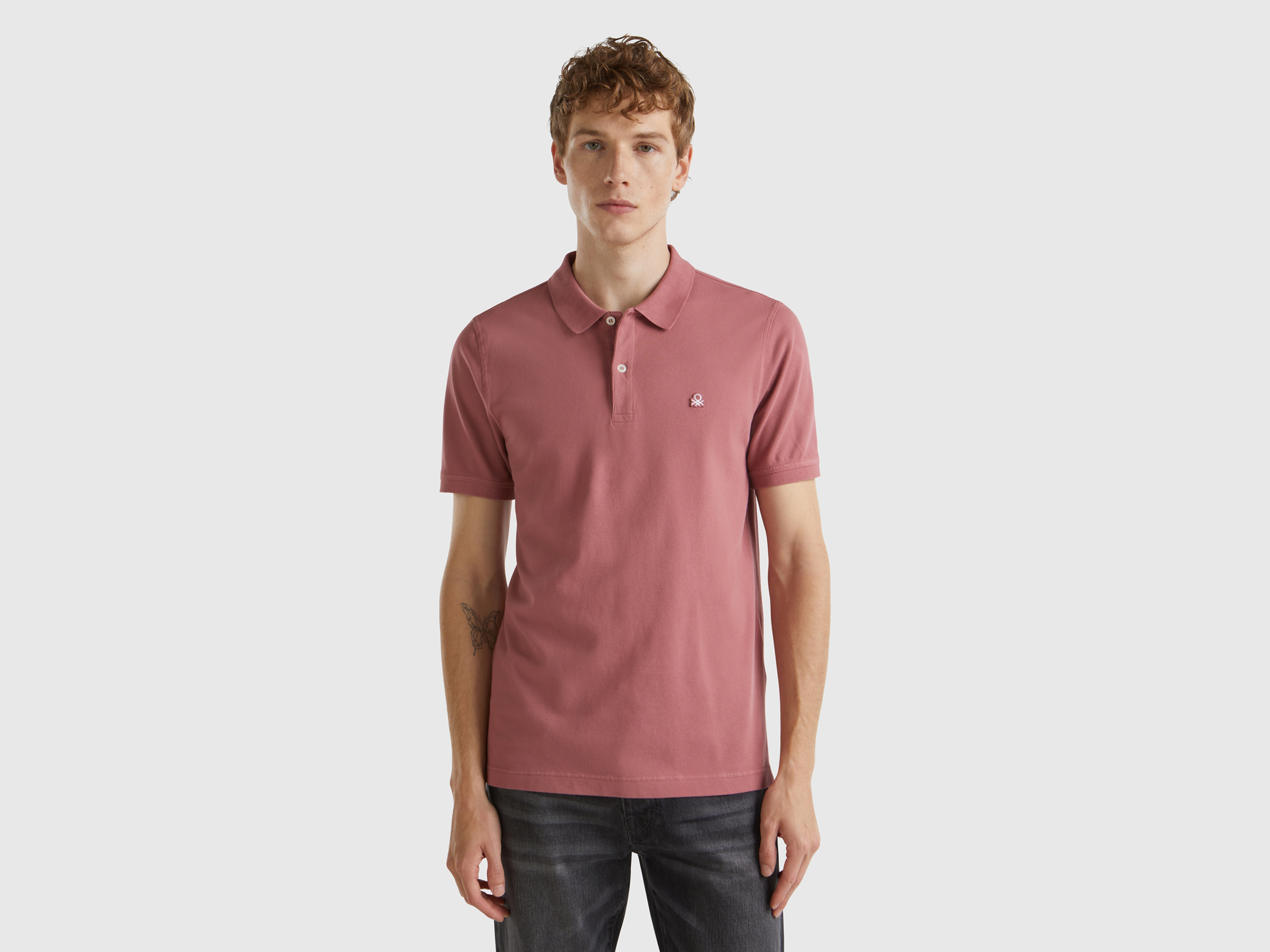 Benetton, Polo Prugna Slim Fit, Prugna, Uomo