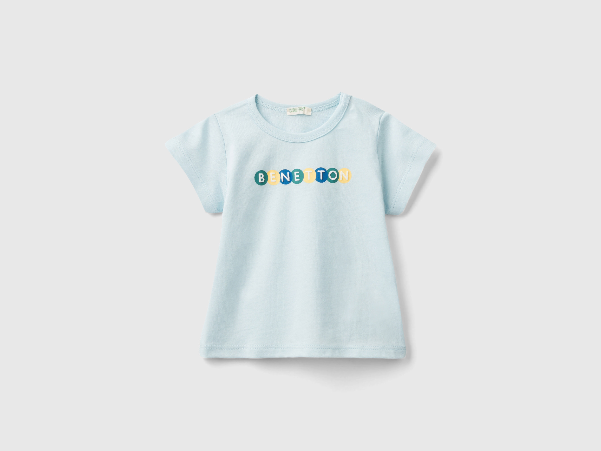Image of Benetton, Organic Cotton T-shirt, size 74, Aqua, Kids