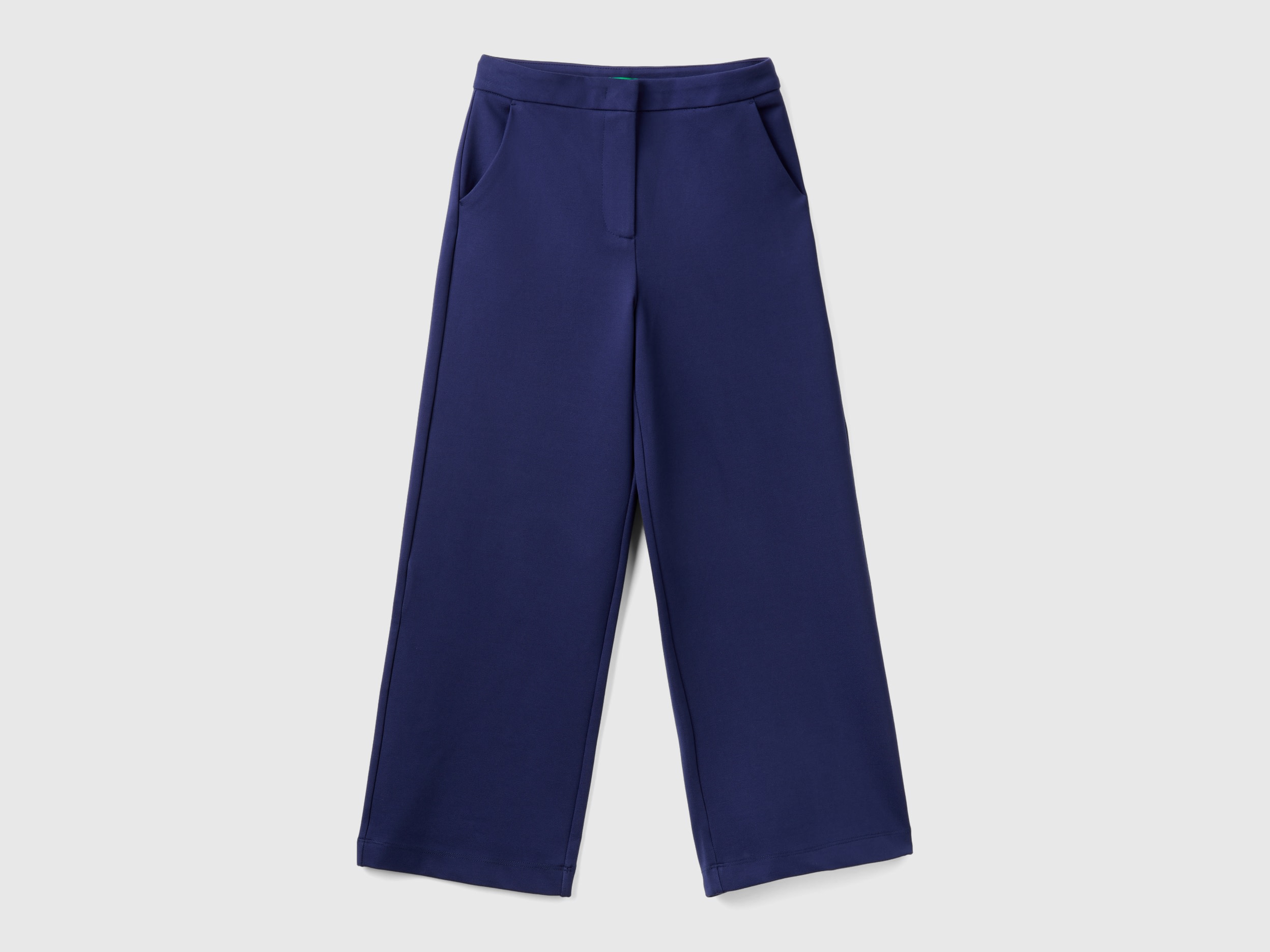 Benetton, Pantaloni Palazzo In Misto Viscosa, Blu Scuro, Bambini