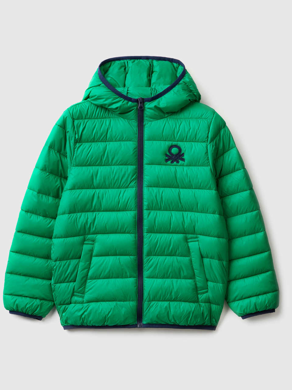 Benetton, Padded Jacket With Hood, Green, Kids