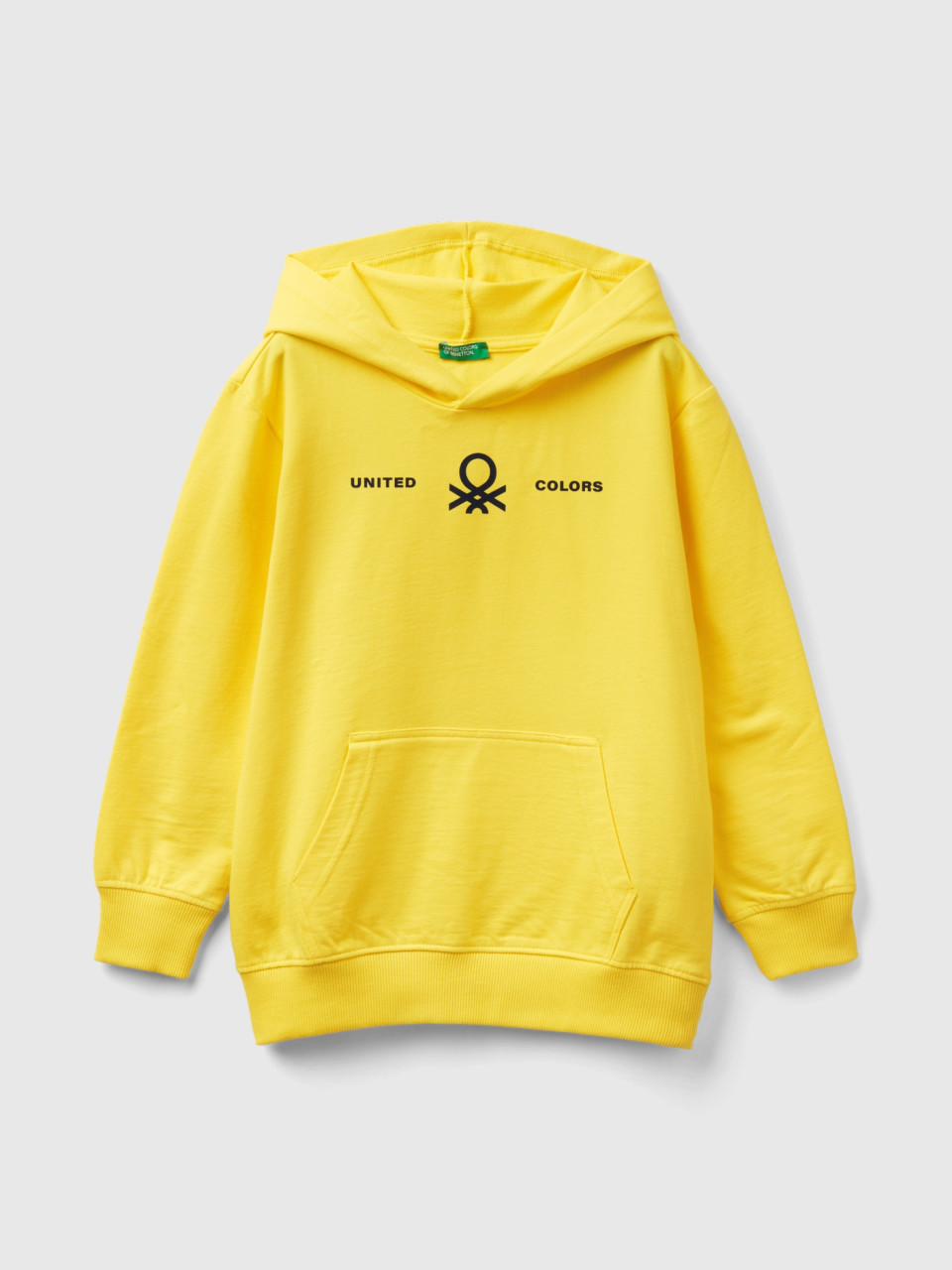 Benetton, Leichter Kapuzensweater, Gelb, male