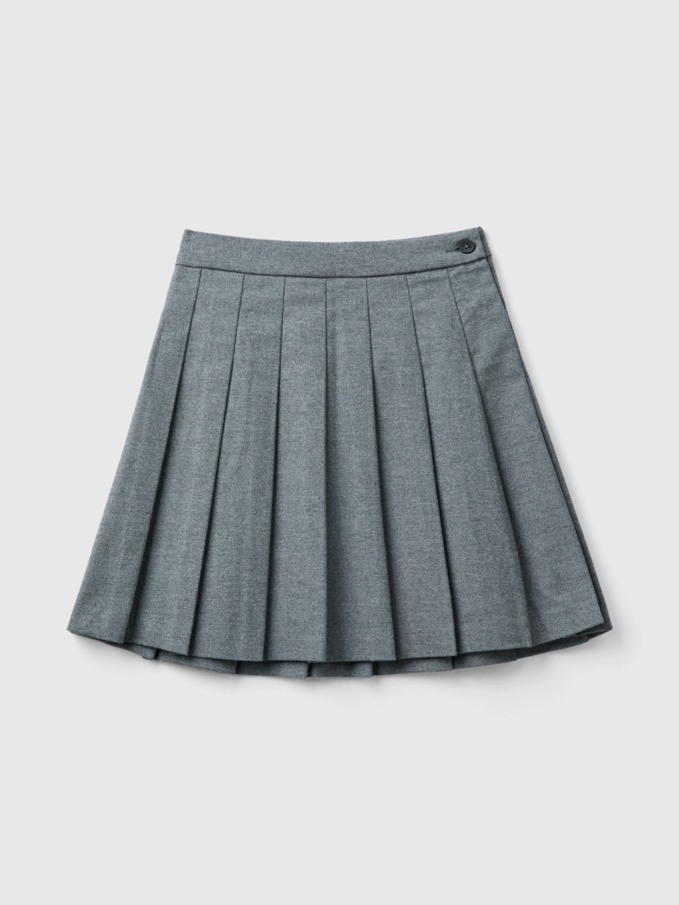 Benetton, Pleated Skirt In Flannel, Gray, Kids