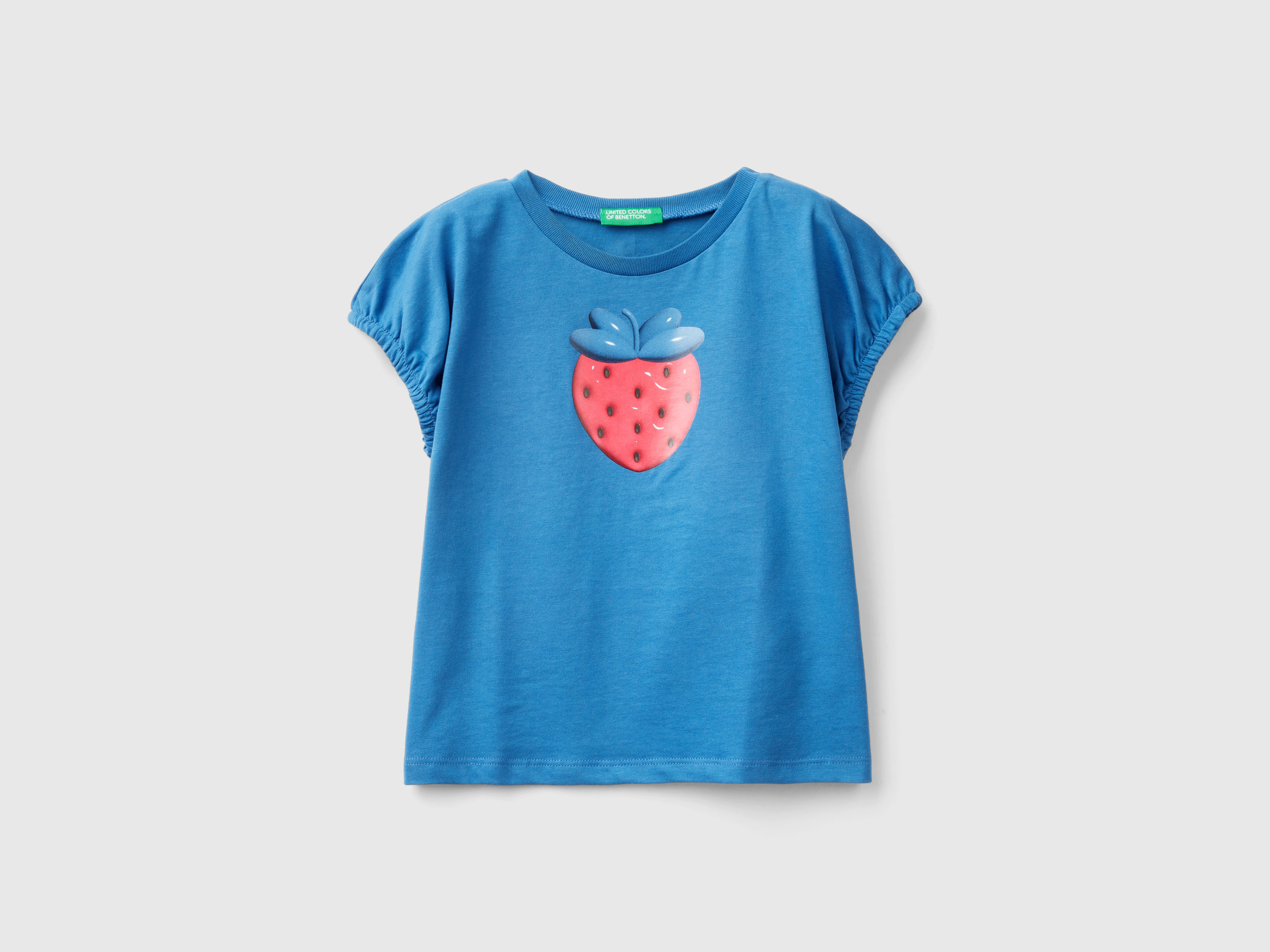 Image of Benetton, T-shirt With Balloon Effect Print, size 98, Blue, Kids