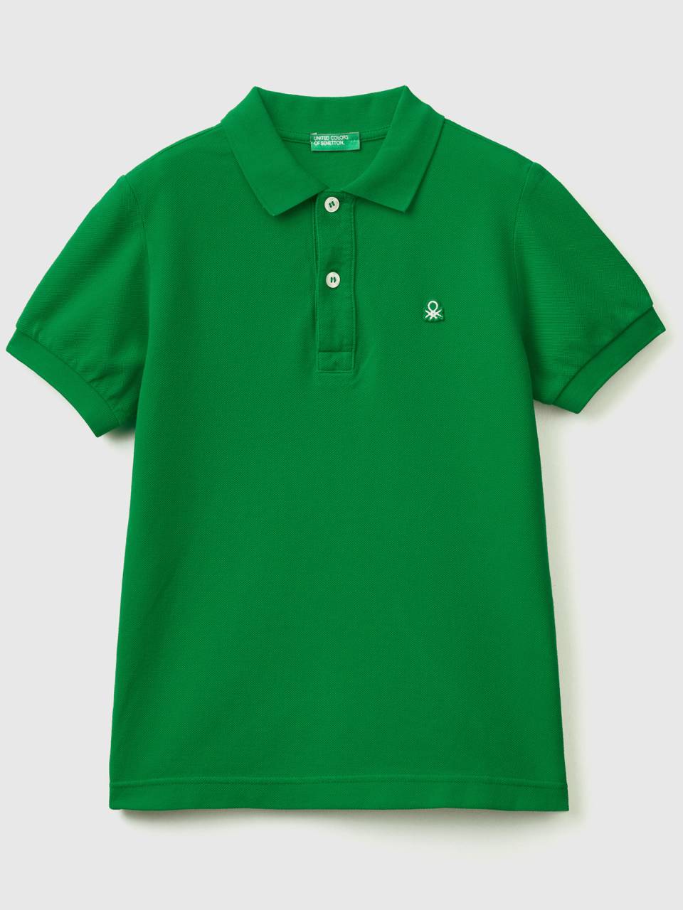 Slim fit polo in 100% organic cotton - Green | Benetton