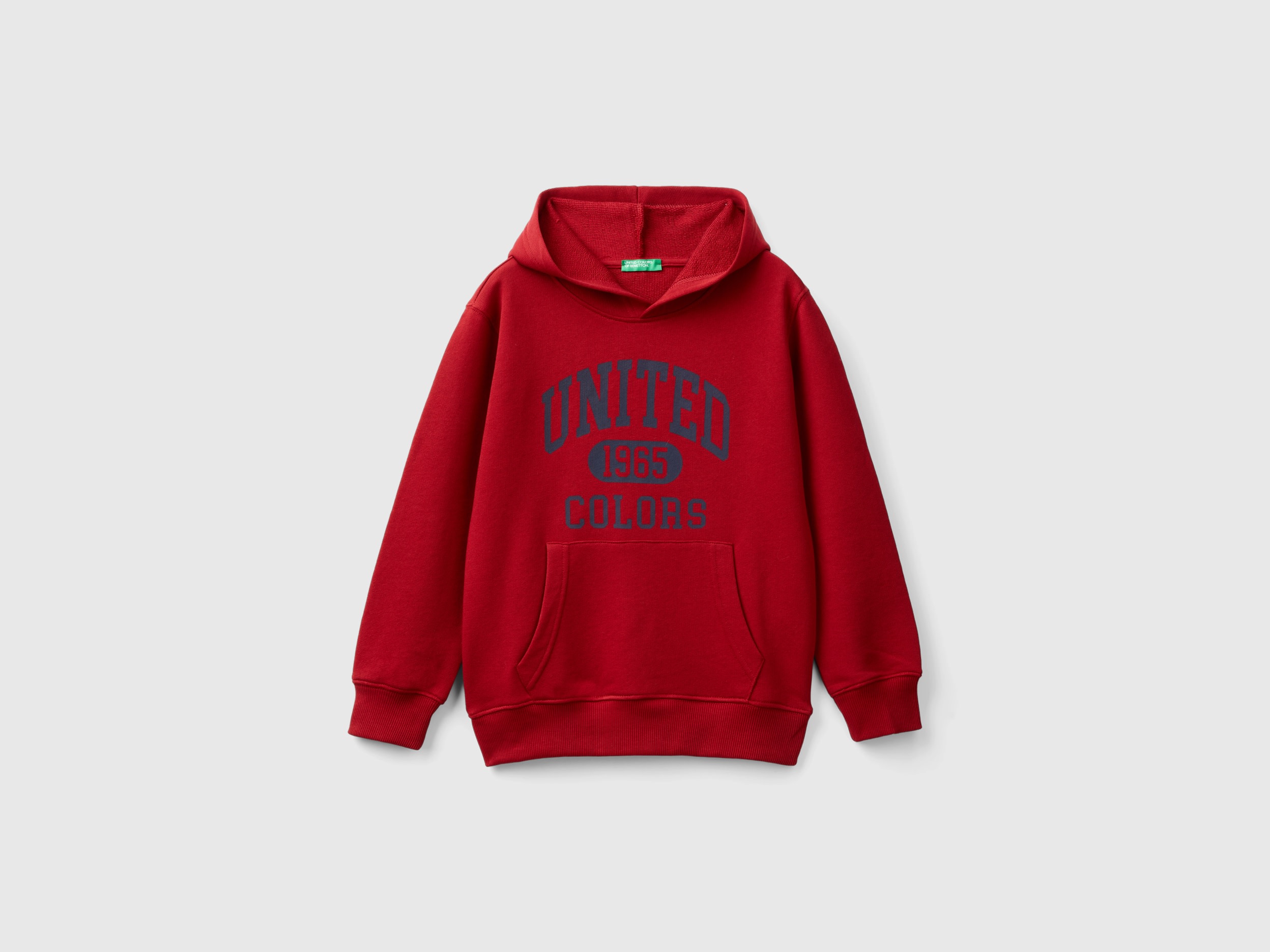 Benetton, Felpa Con Stampa E Cappuccio, Rosso, Bambini