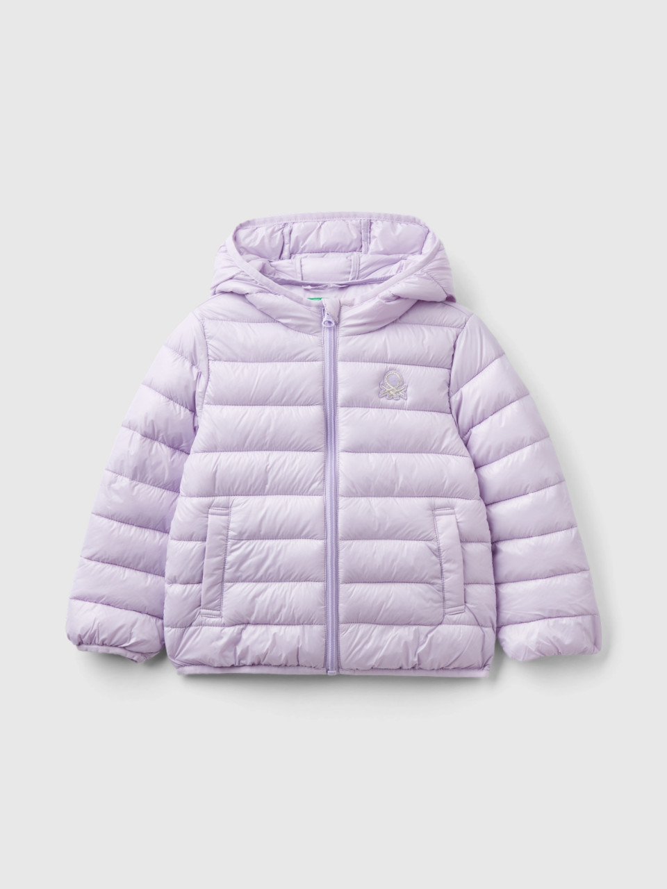 Benetton, Padded Jacket With Hood, Lilac, Kids