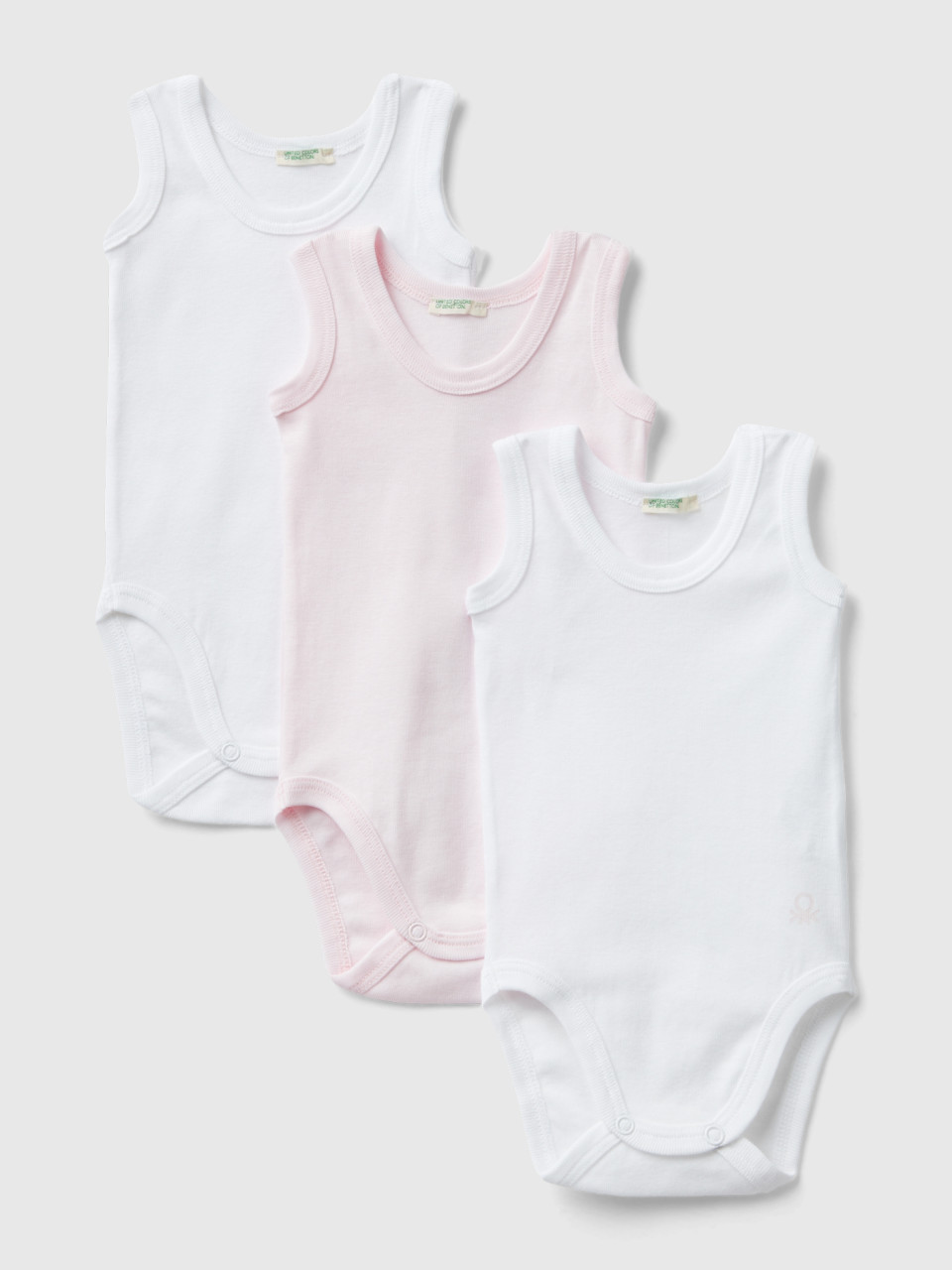 Benetton, Three Solid Colored Tank Top Bodysuits, Multi-color, Kids