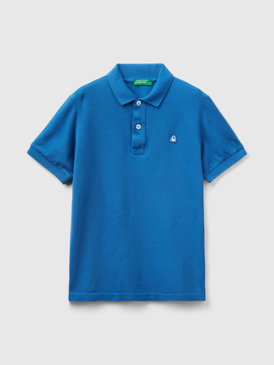 Benetton, Slim Fit Polo In 100% Organic Cotton, Blue, Kids