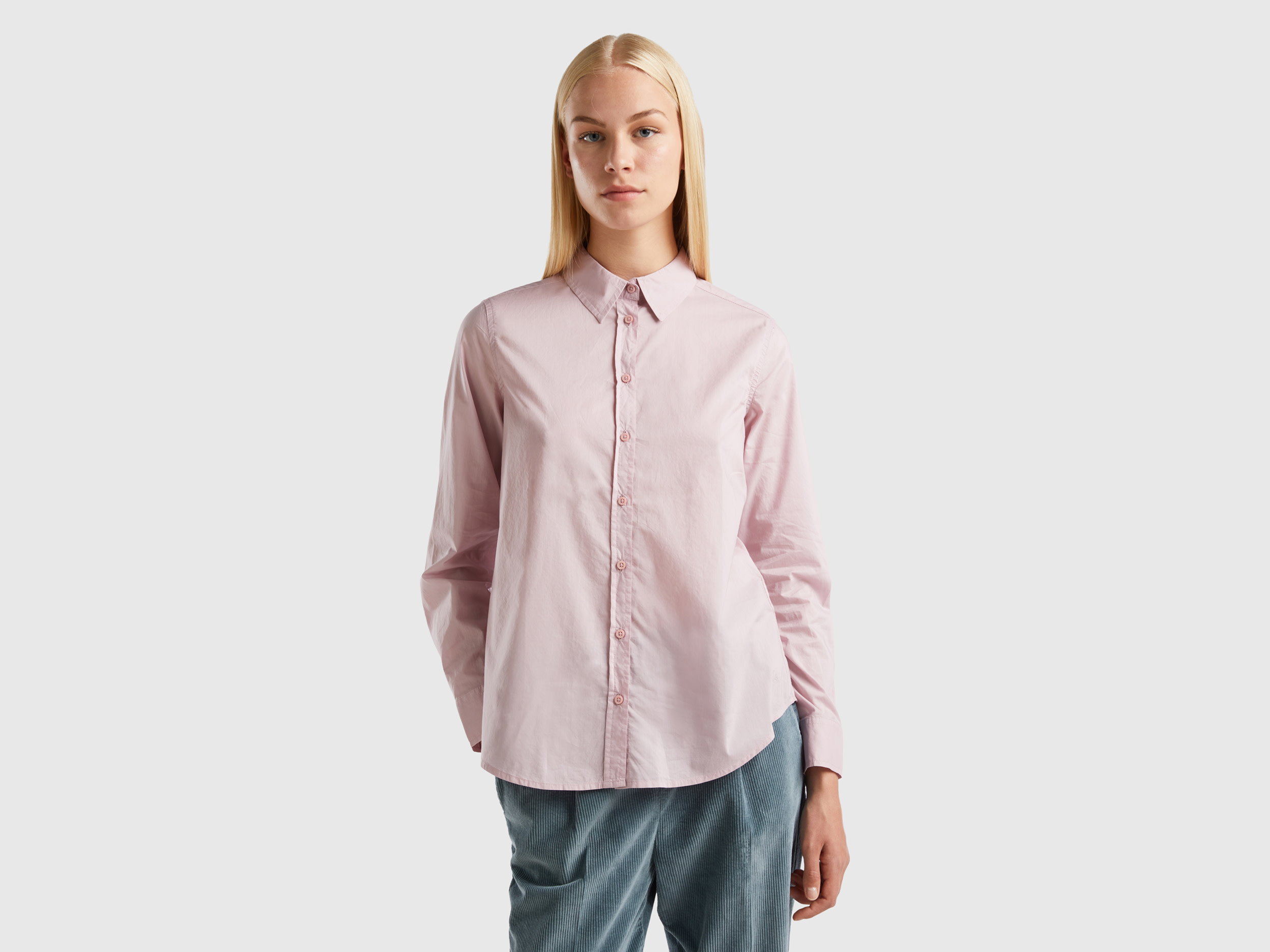 Benetton, Shirt In Lightweight Cotton, size L, Soft Pink, Women