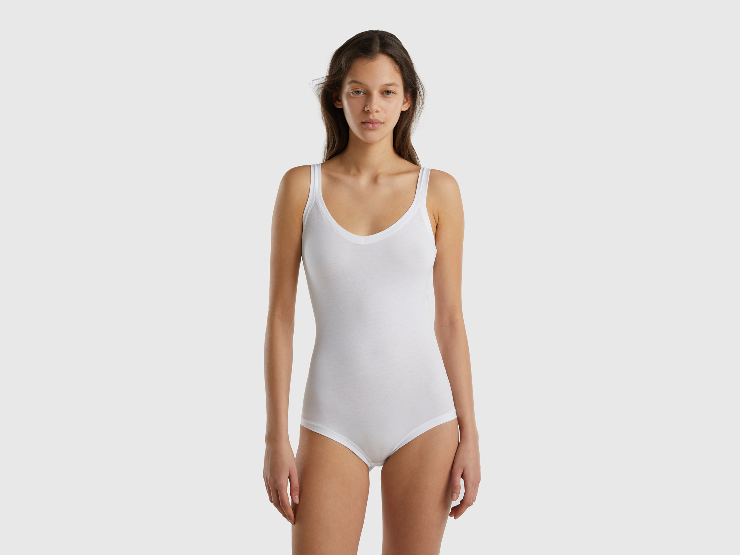 Benetton, Super Stretch Organic Cotton Bodysuit, size OS, White, Women