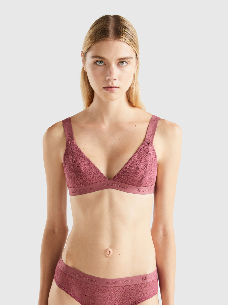 Benetton, Triangle Bra With Lace, , Women