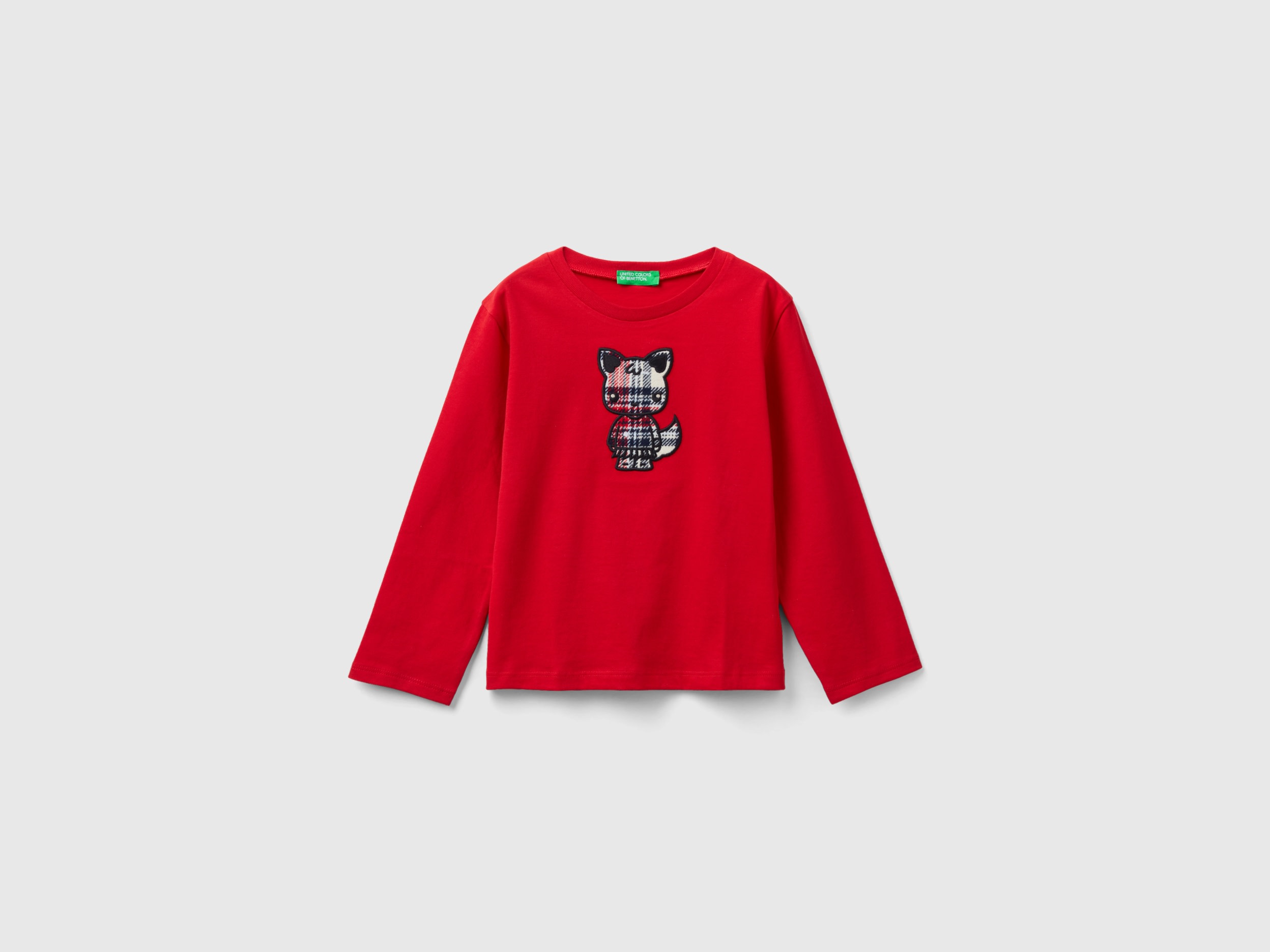 Benetton, T-shirt With Animal Embroidery, size 3-4, Red, Kids