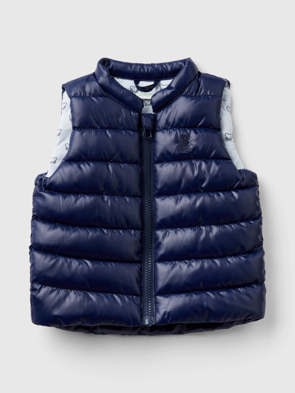 Benetton, Padded Vest In Technical Fabric, Dark Blue, Kids