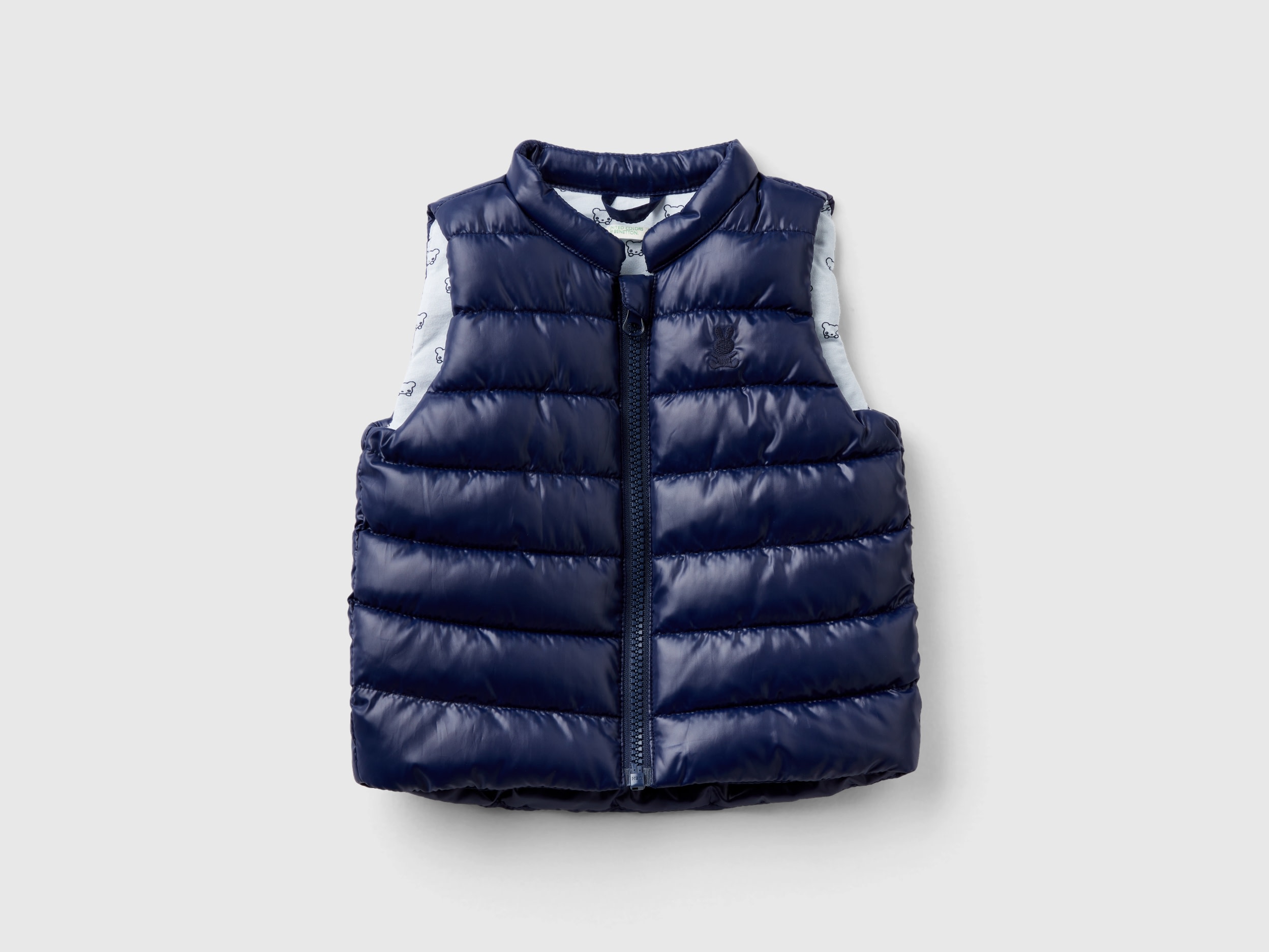 Benetton, Padded Vest In Technical Fabric, size 3-6, Dark Blue, Kids