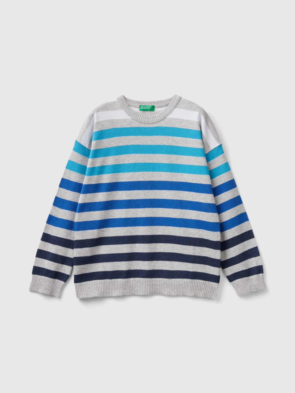 Benetton, Striped Sweater, Light Gray, Kids