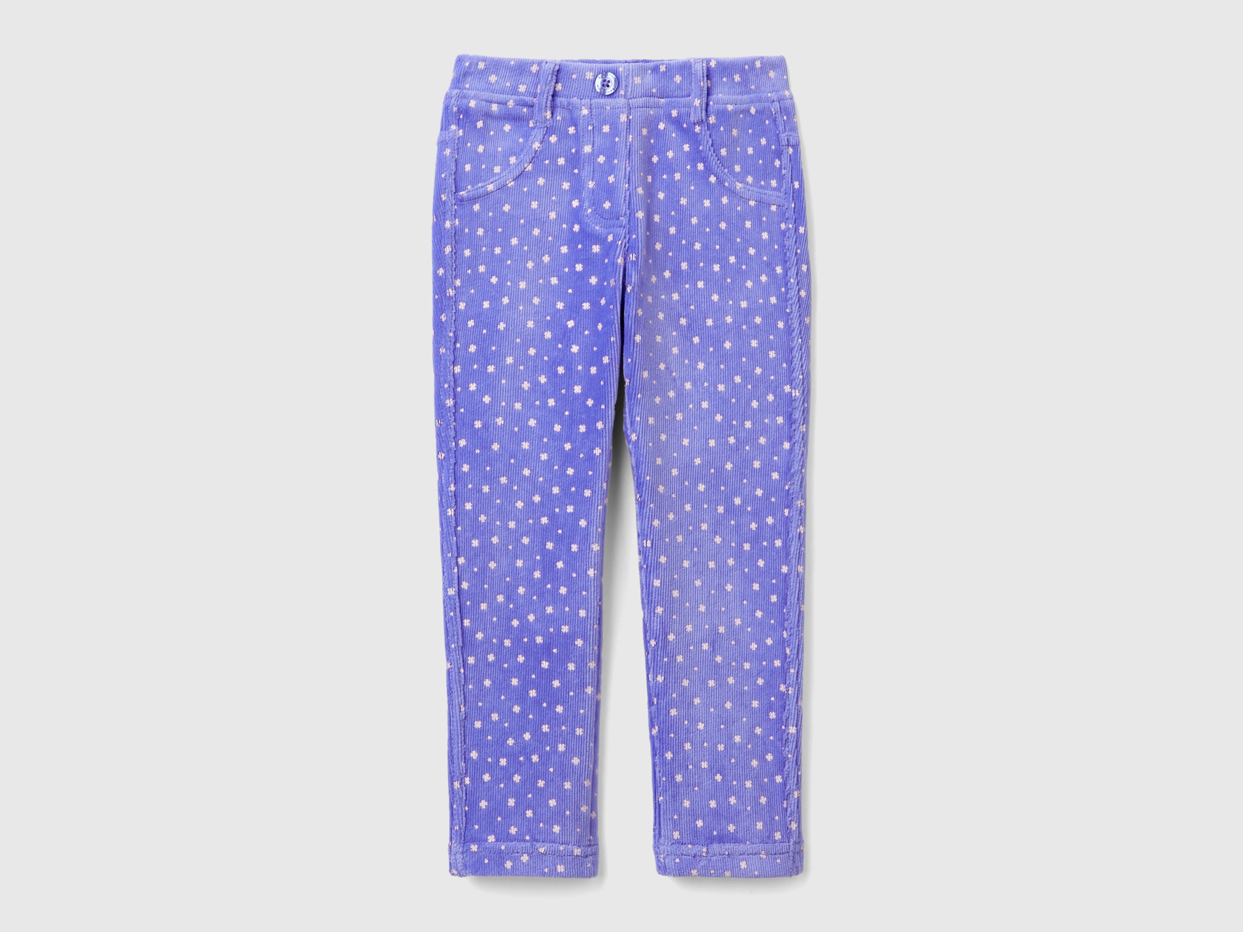 Benetton, Pantaloni Slim Fit In Ciniglia, Pervinca, Bambini