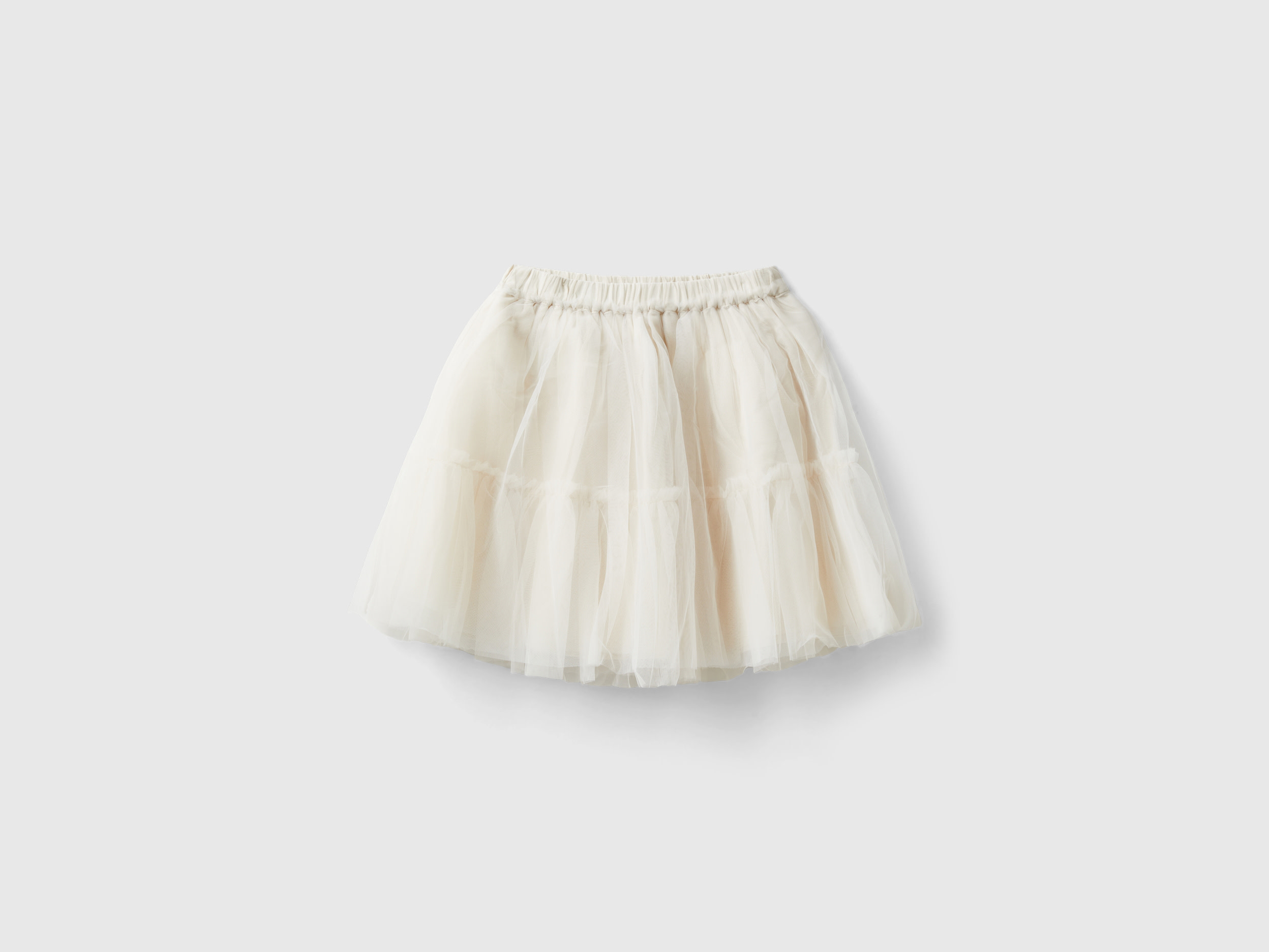 Benetton, Gonna In Tulle, Bianco Panna, Bambini