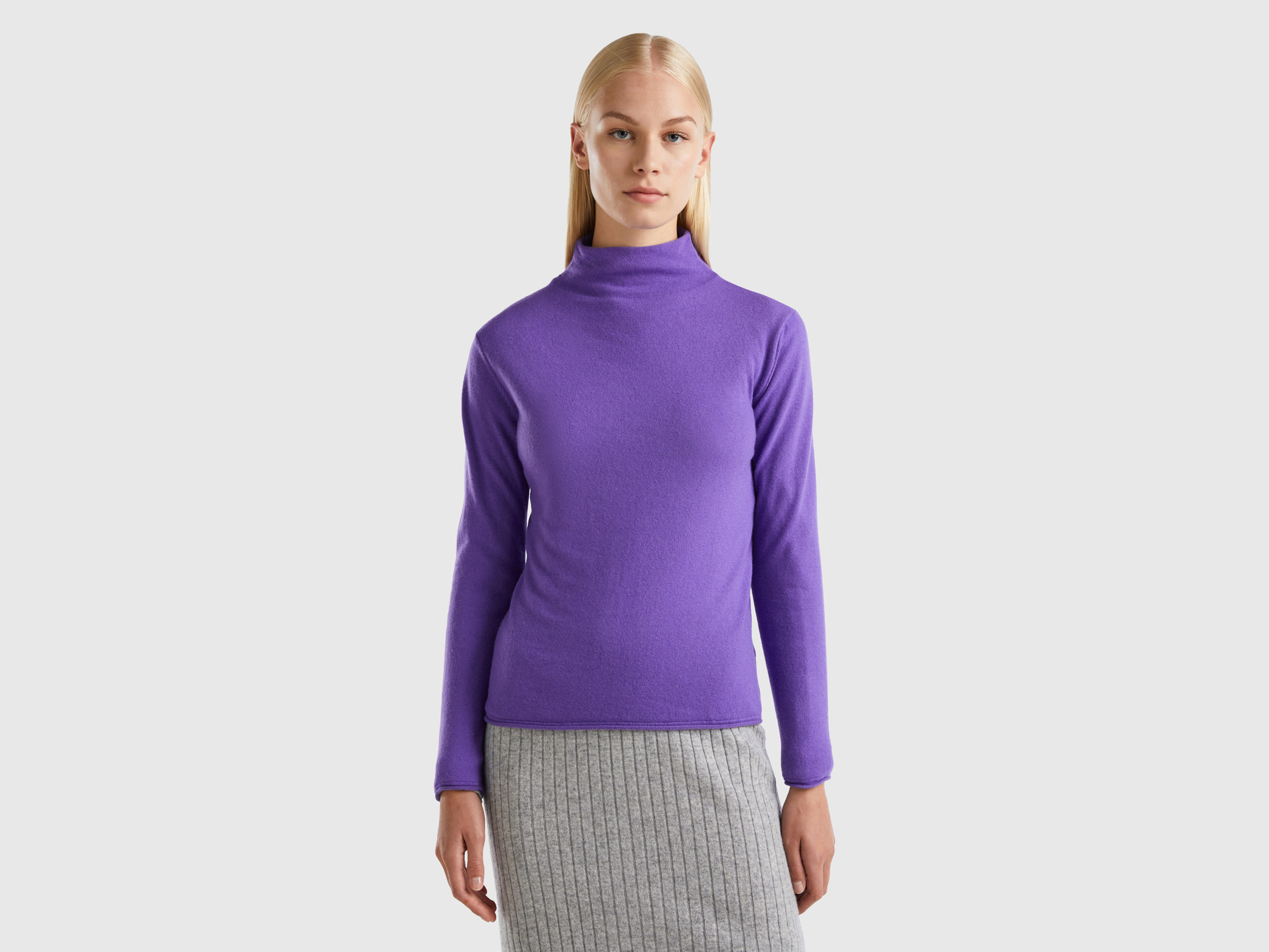 Benetton, Cashmere Blend Sweater, size L, Violet, Women