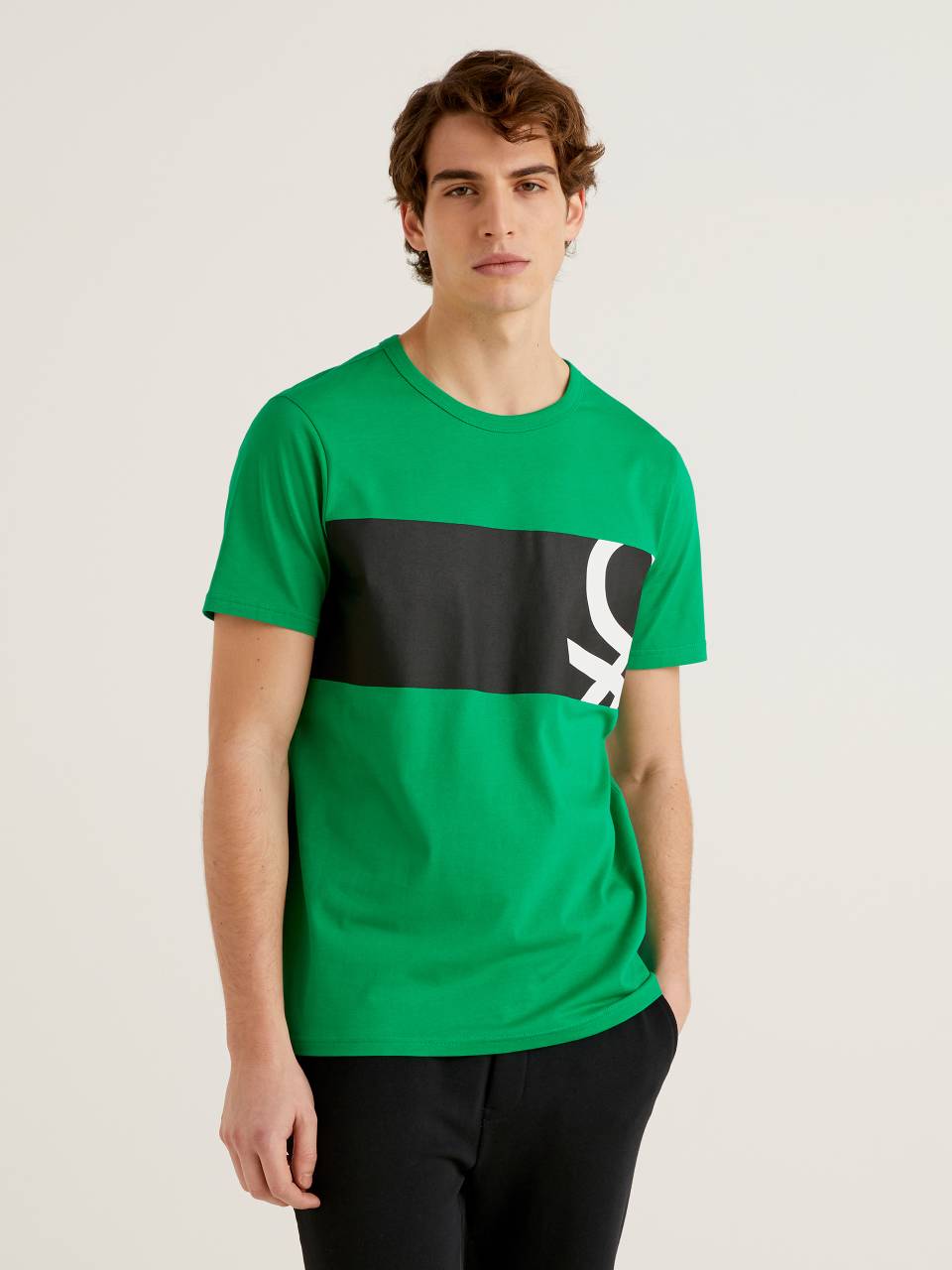Benetton Green t-shirt with logo print. 1