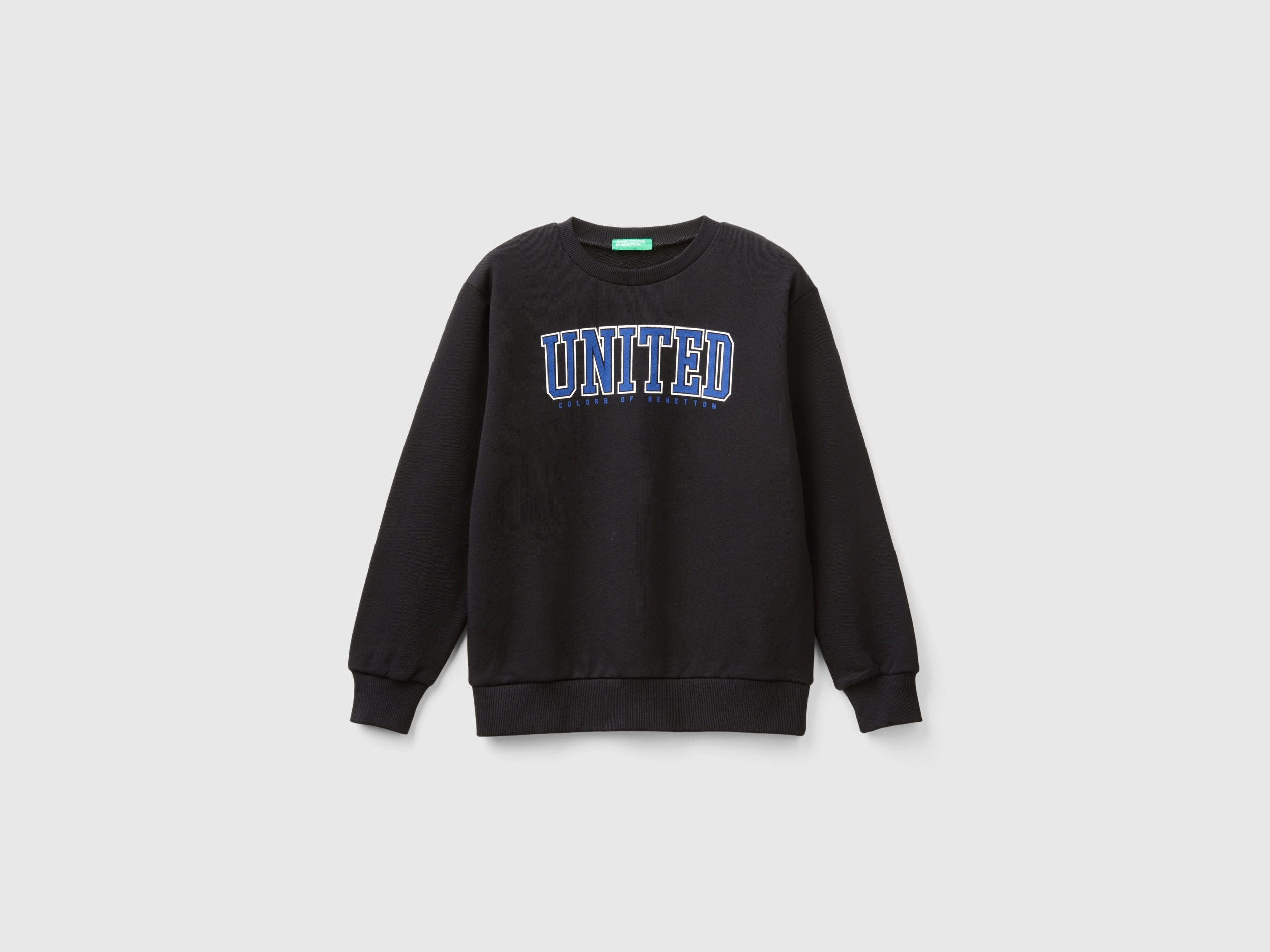 Benetton, Felpa Con Stampa Logo, Nero, Bambini