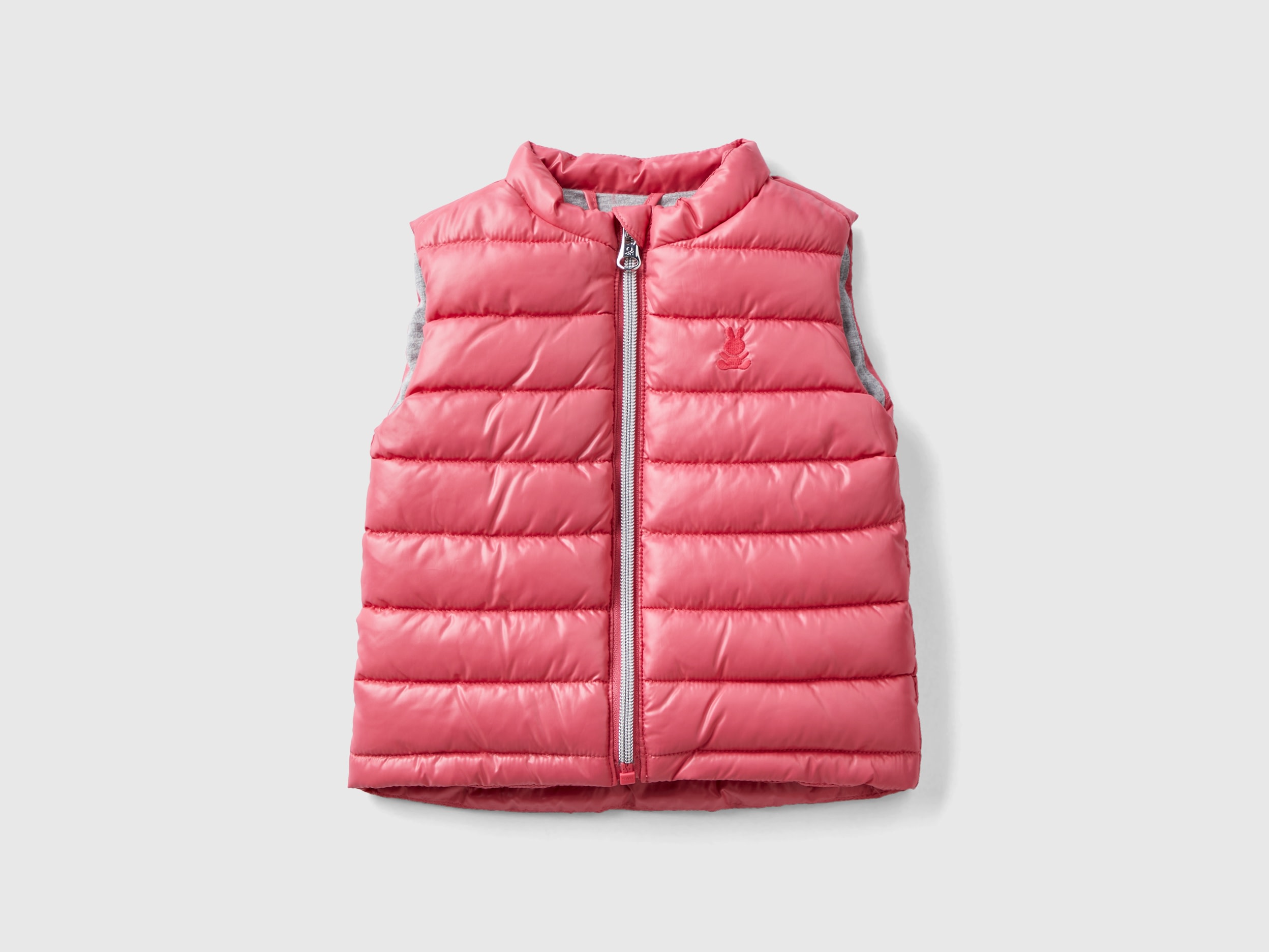 Benetton, Padded Vest In Technical Fabric, size 9-12, Salmon, Kids