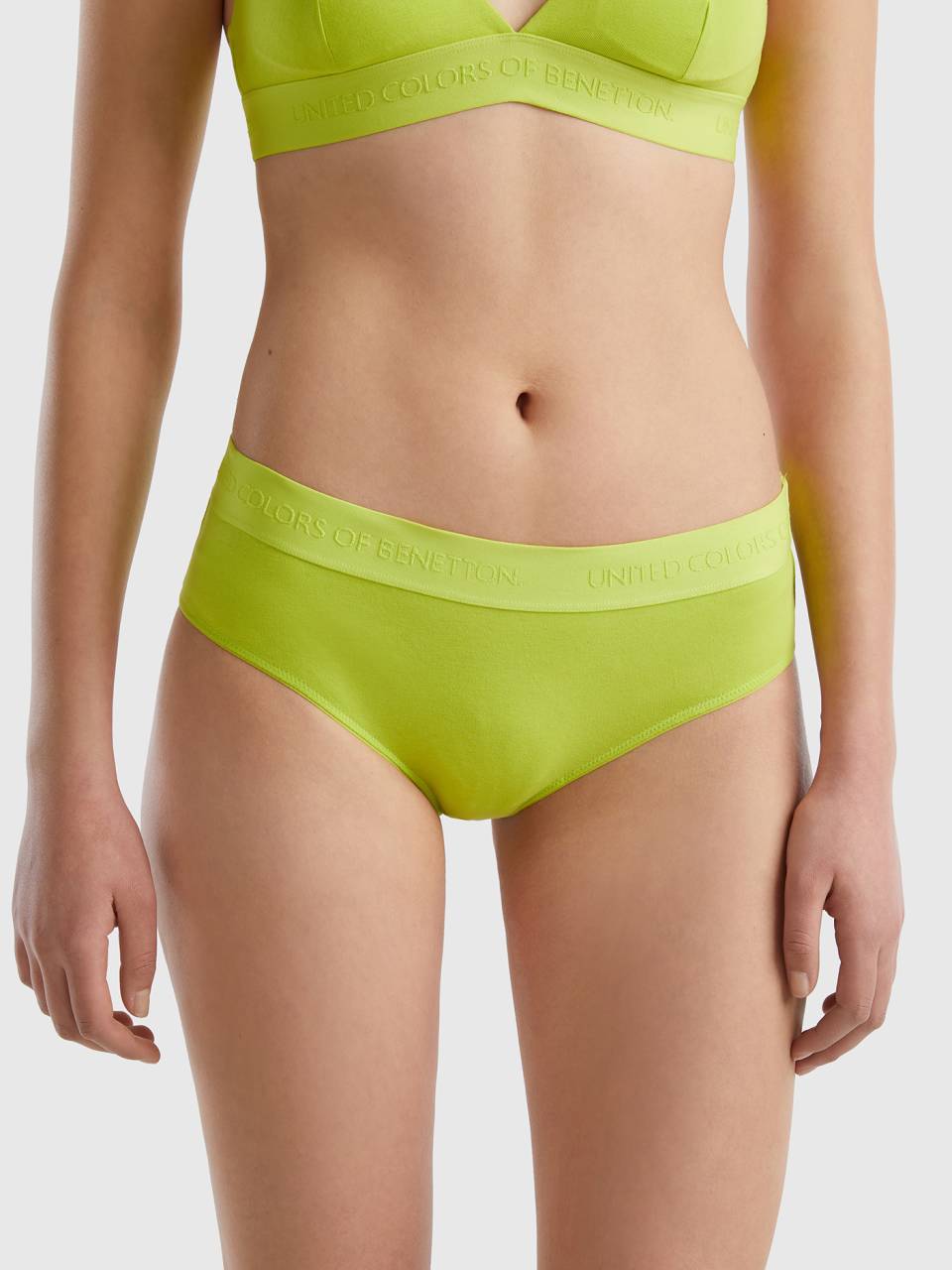 High-rise underwear in organic cotton - Lime