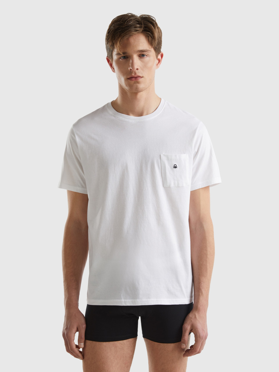 Benetton, T-shirt With Pocket, White, Men
