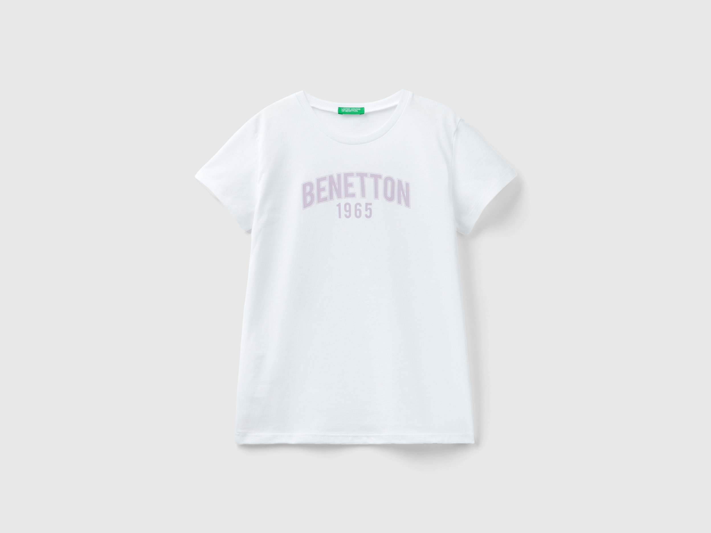 Benetton, 100% Cotton T-shirt With Logo, size L, White, Kids