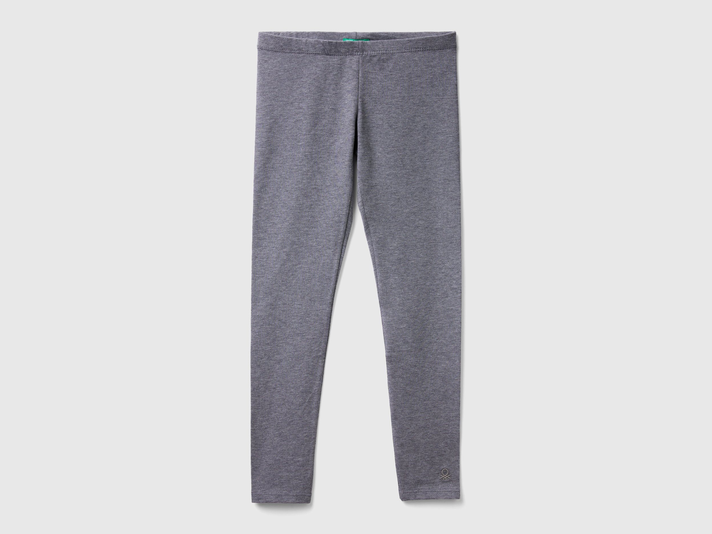 Benetton, Leggings In Stretch Cotton With Logo, size XL, Dark Gray, Kids