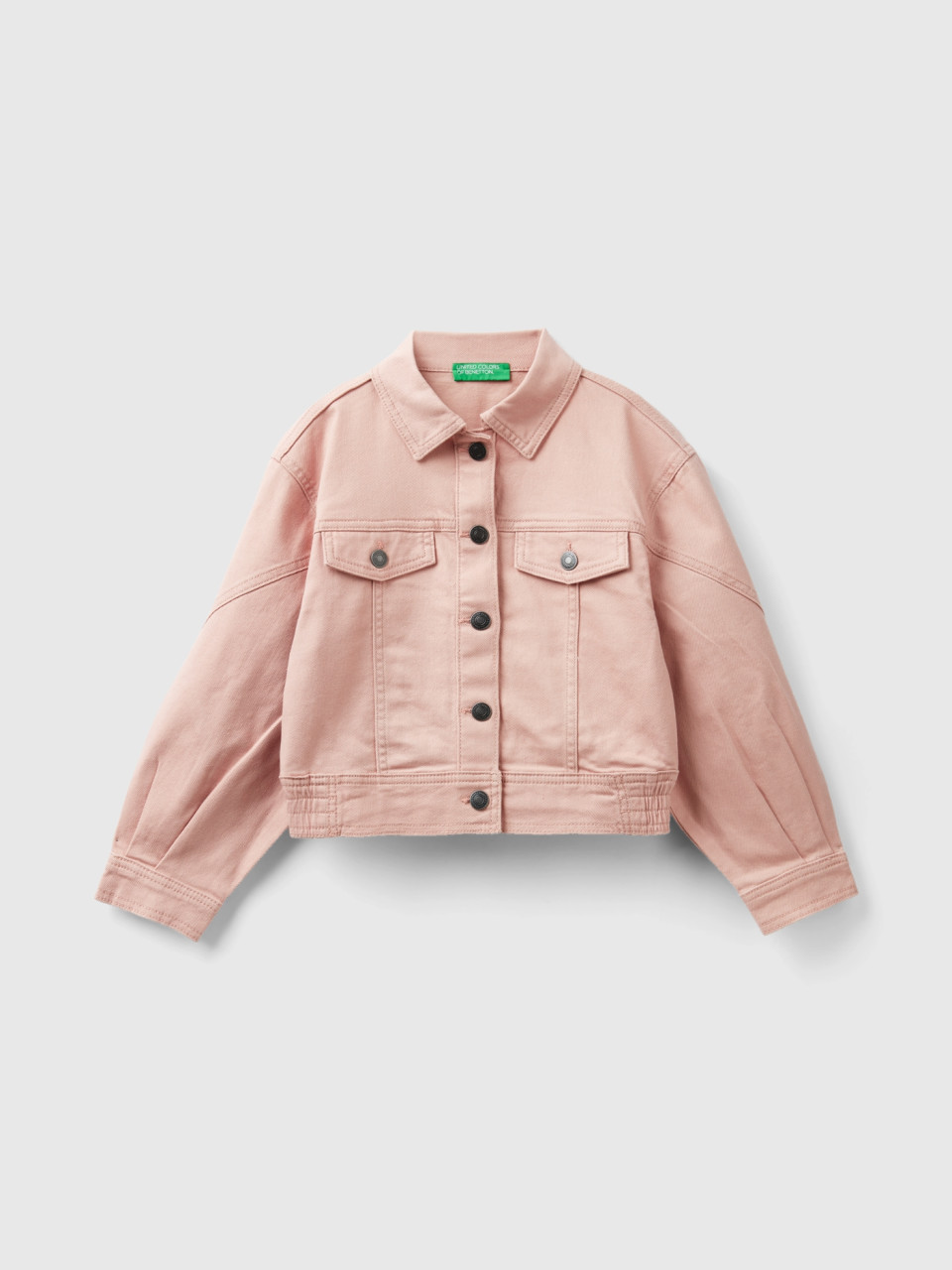 Benetton, Colorful Stretch Cotton Jacket, Pastel Pink, Kids