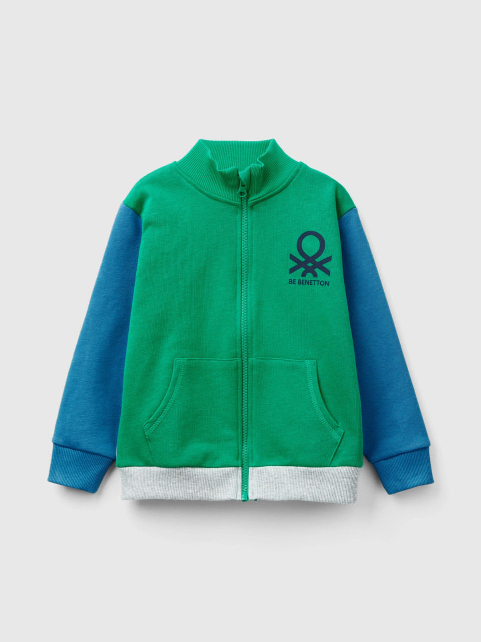 Benetton, Sweatshirt In Organic Cotton With Zip, Multi-color, Kids