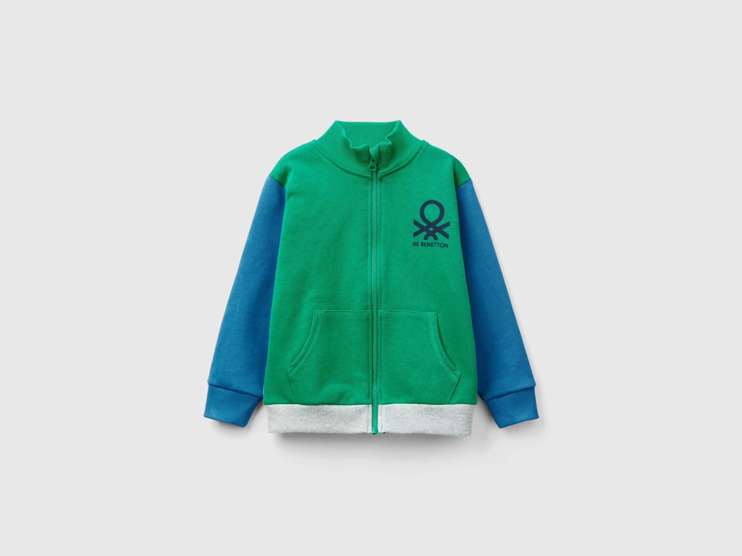 Image of Benetton, Sweatshirt In Organic Cotton With Zip, size 90, Multi-color, Kids