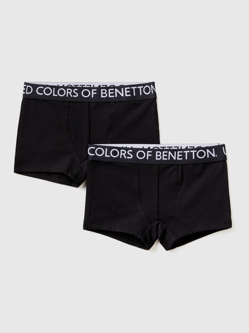 Benetton, Two Boxers With Logoed Elastic, Black, Kids