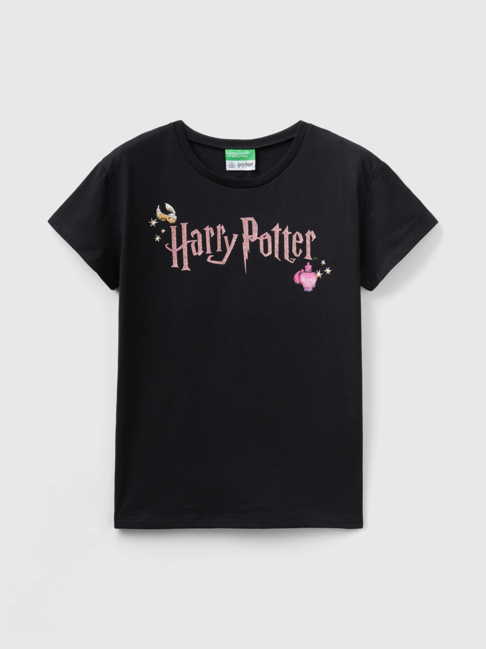 Benetton, Kurzärmeliges Harry Potter - Shirt, Schwarz, female