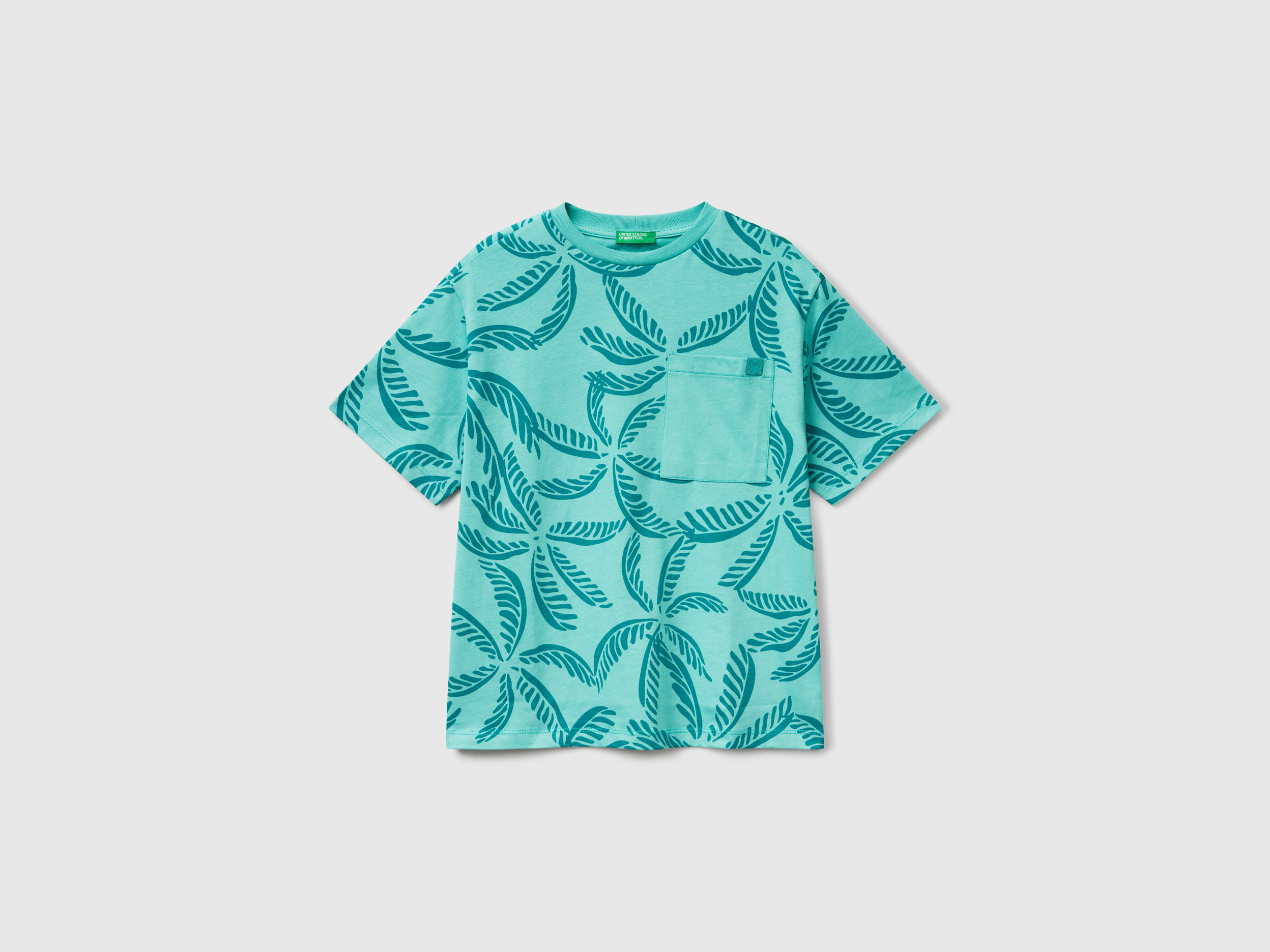 Benetton, T-shirt Vert À Imprimé Tropical, taille 2XL, Vert, Enfants - United Colors of Benetton - Modalova