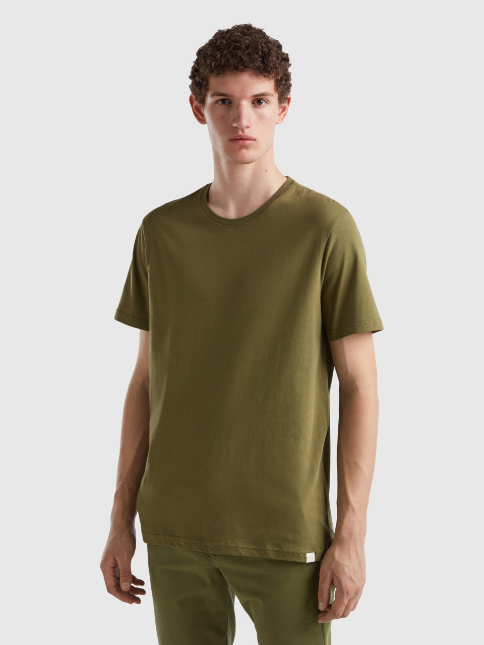 Benetton, T-shirt In Militärgrün, Dunkelgrün, male