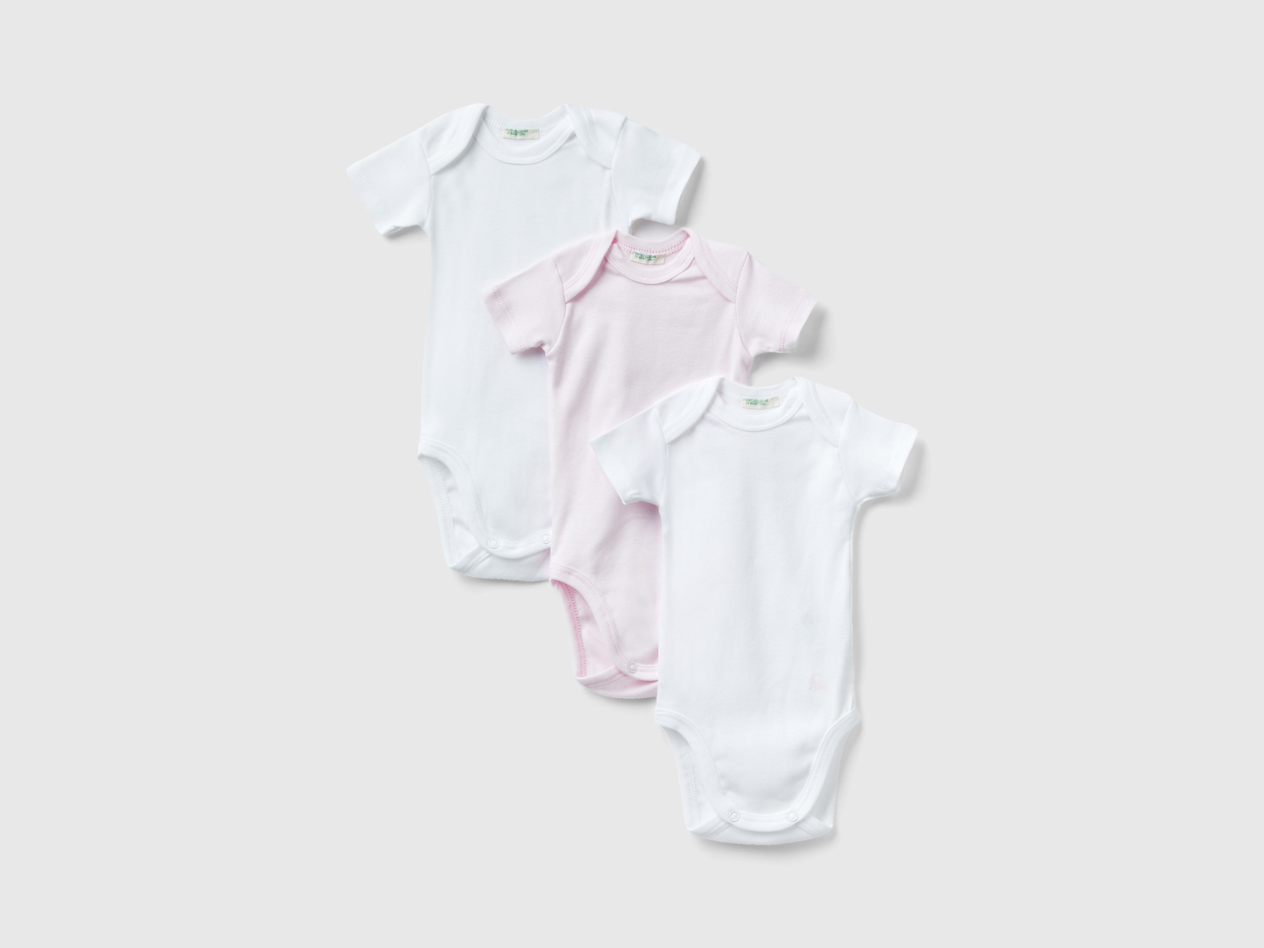 Benetton, Organic Cotton Solid Color Bodysuit Set, size 3-6, Multi-color, Kids