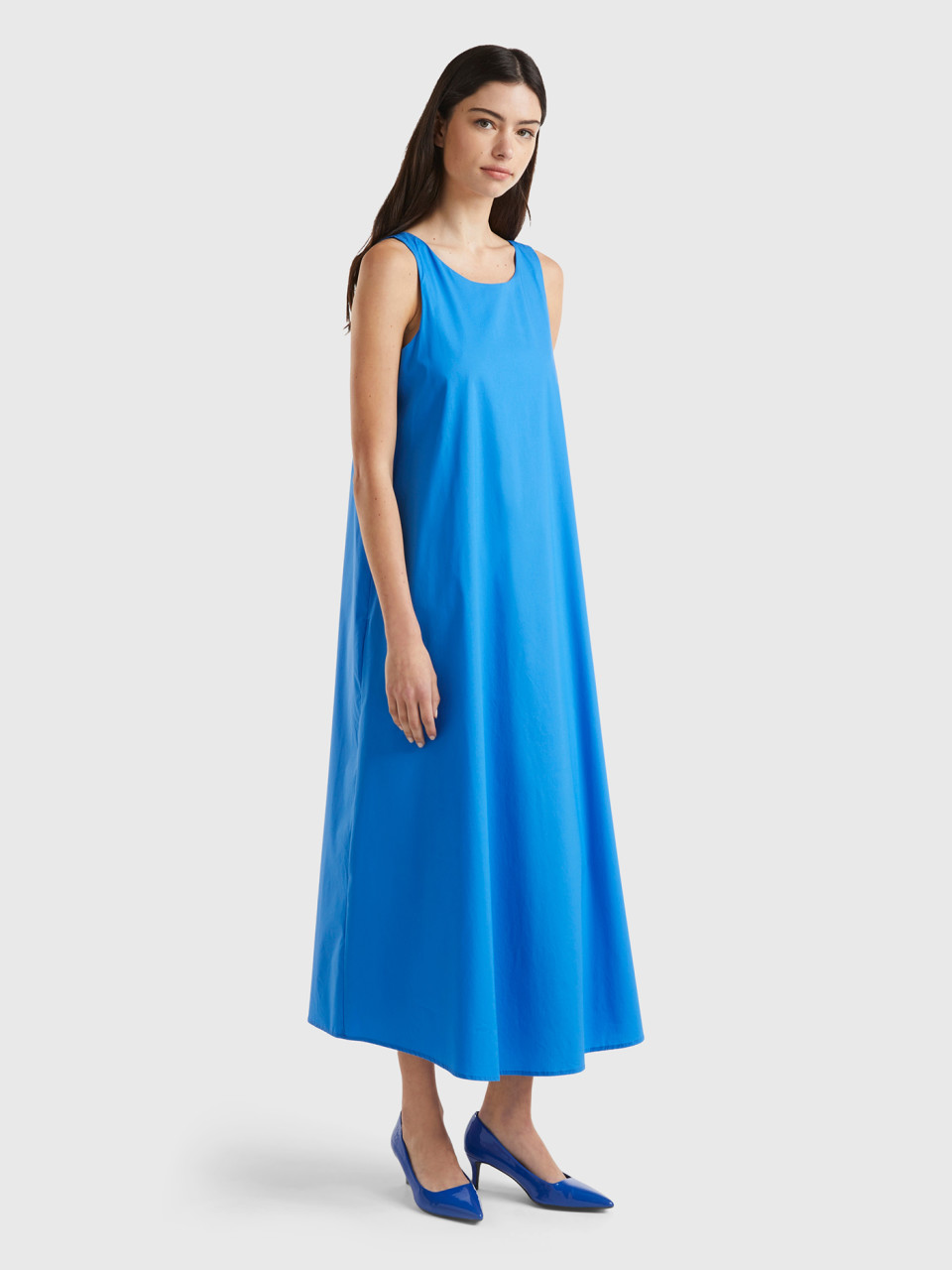 Benetton, Vestido Largo Sin Mangas, Azul, Mujer
