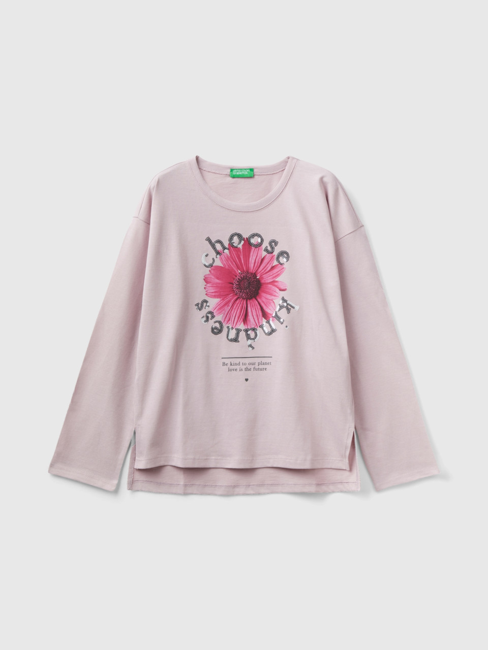Benetton, T-shirt With Photographic Print, Pink, Kids