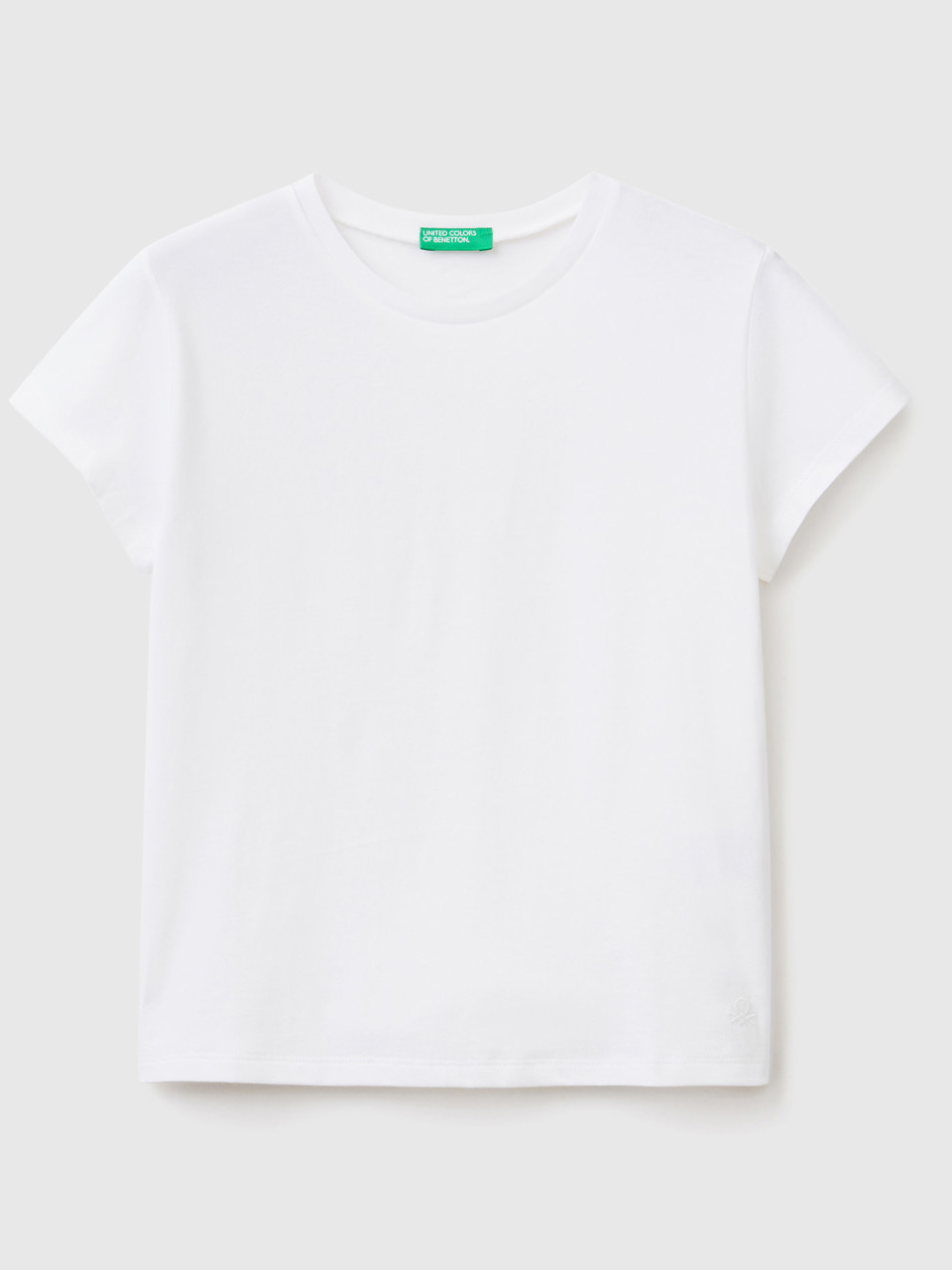 Benetton, T-shirt Aus Reiner Bio-baumwolle, Weiss, female