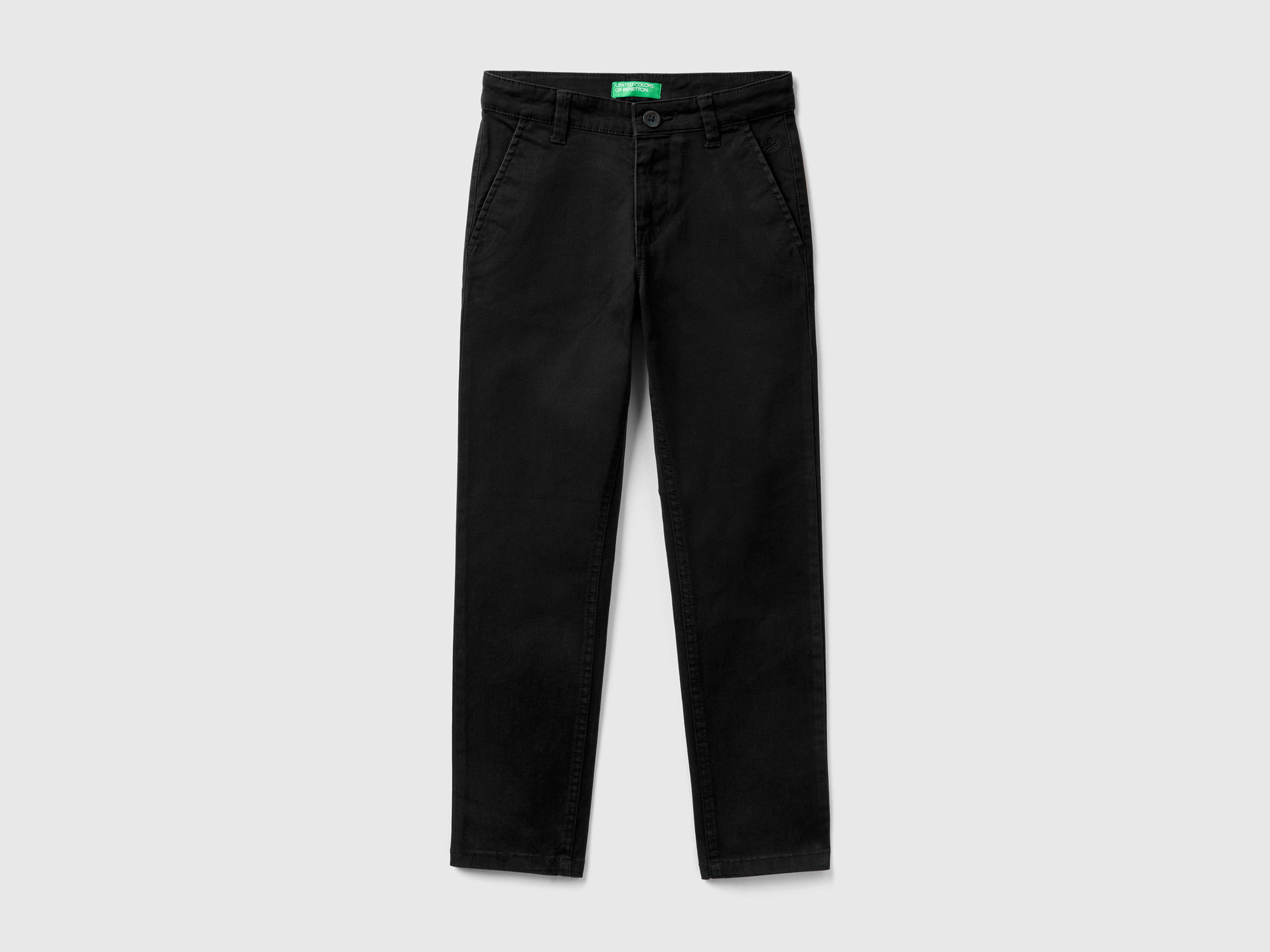 Benetton, Slim-fit-chinos Aus Stretchiger Baumwolle, size L, Schwarz, male