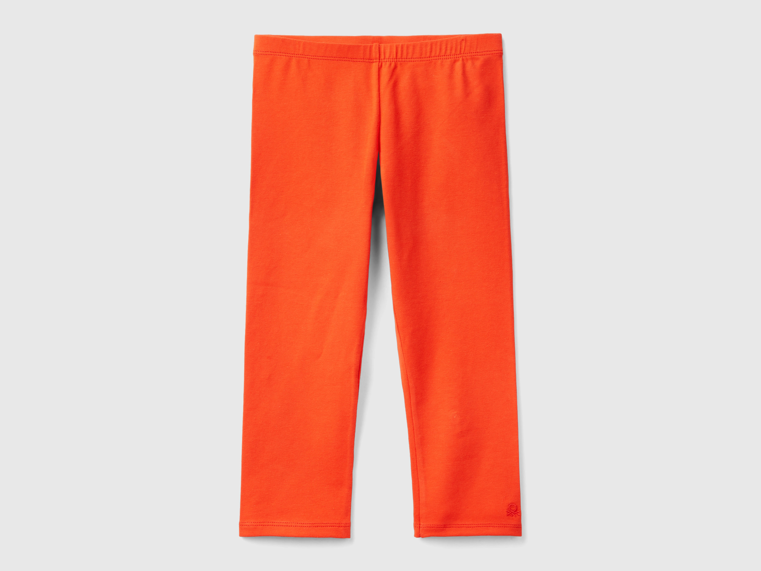 Benetton, Leggings A 3/4 In Cotone Elasticizzato, Rosso, Bambini