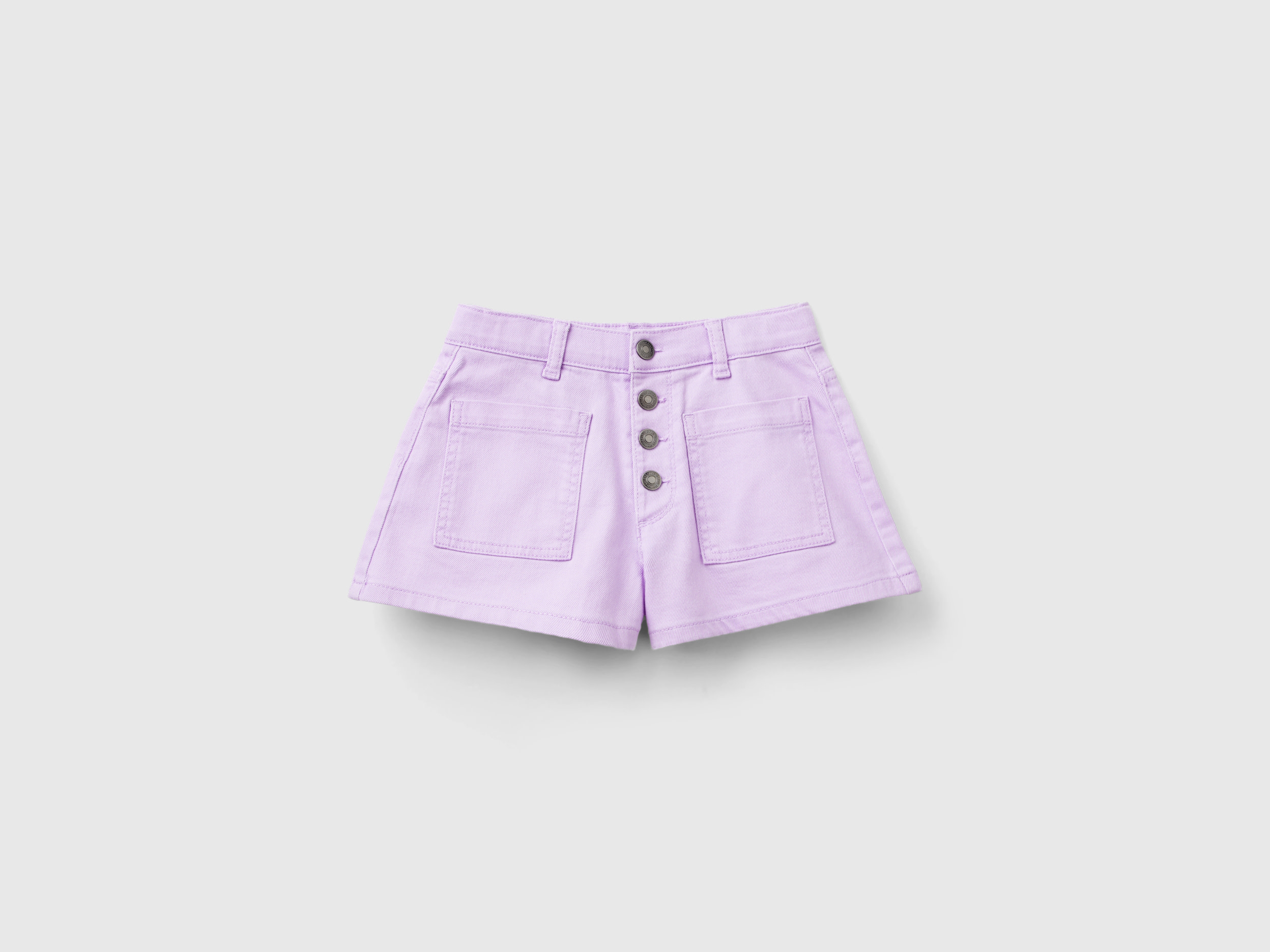 Benetton, Shorts In Cotone Stretch, Lilla, Bambini