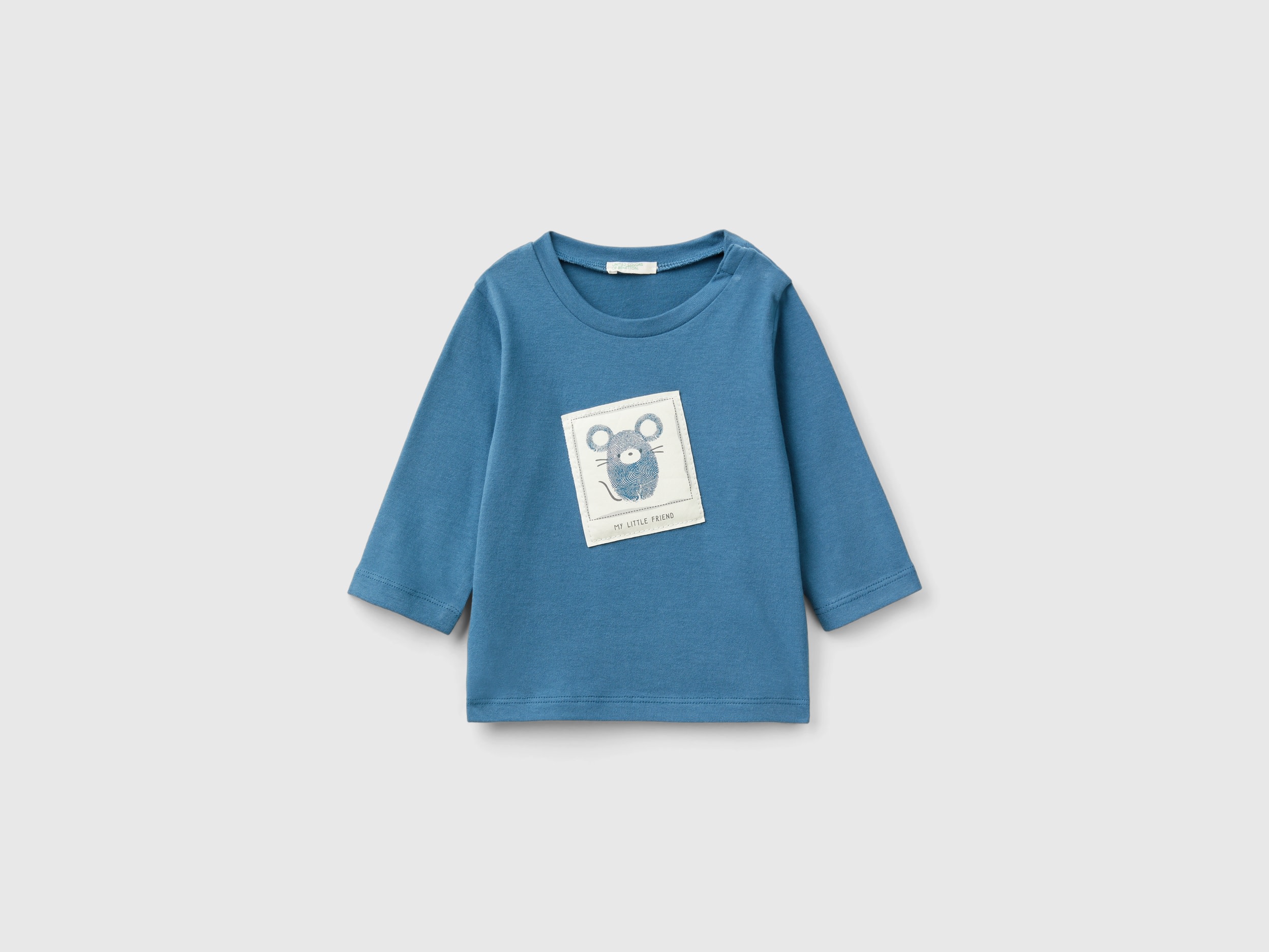 Benetton, T-shirt Con Patch Animaletto, Avio, Bambini