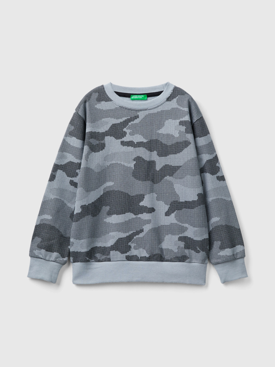 Benetton, Gray Camouflage Sweatshirt, Gray, Kids