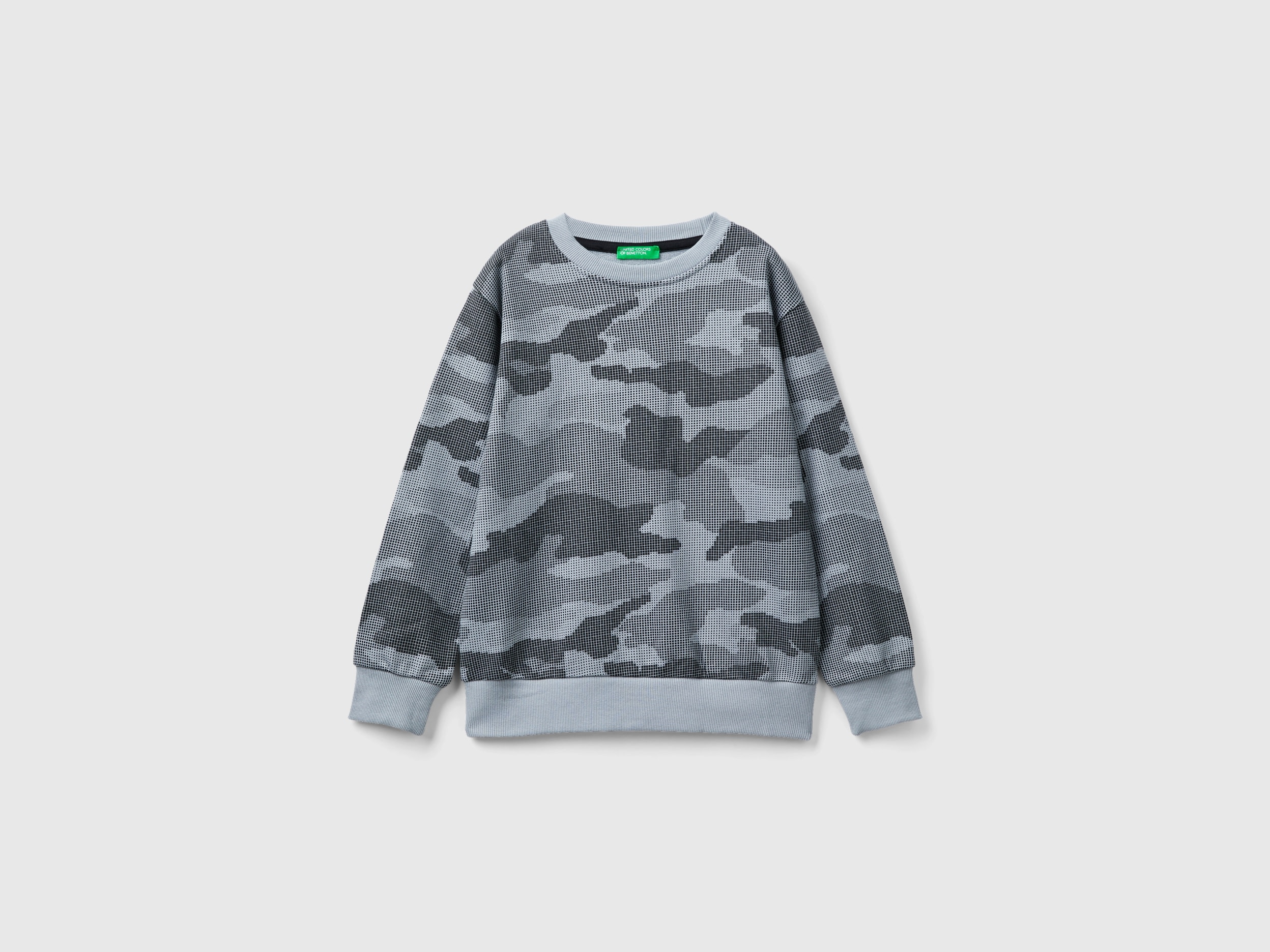 Benetton, Gray Camouflage Sweatshirt, size 2XL, Gray, Kids