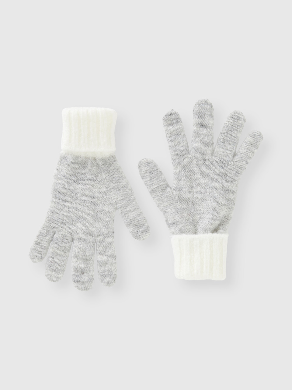 Benetton, Handschuhe Aus Wolle, Grau, female